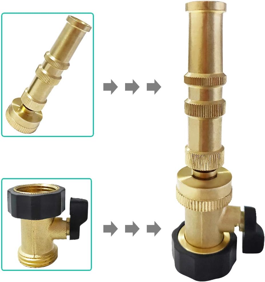 Detalle 2 de HQMPC HQ-V01 Brass Garden Hose Shut-Off Valve, 3/4-Inch GHT, 2-Pack