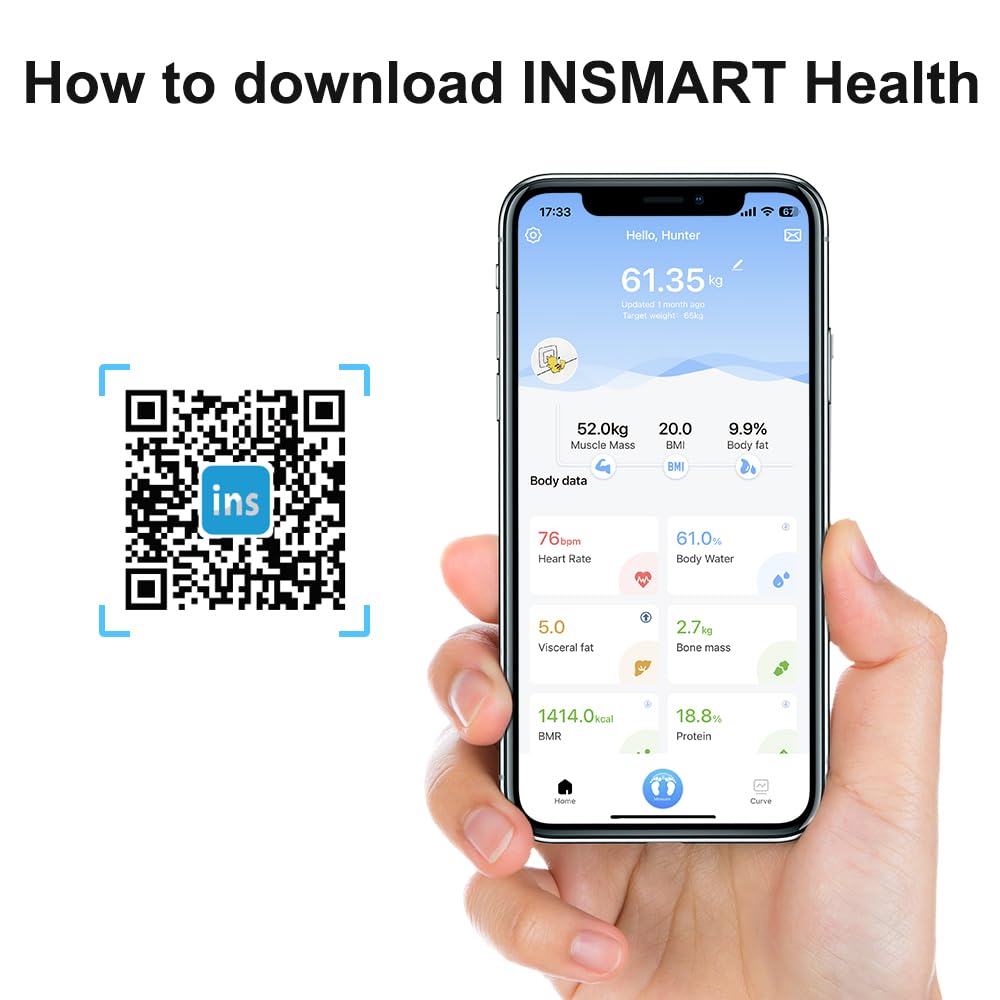 Thumbnail 6 de Insmart Bilancia Pesapersone Digitale Impedenziometrica: BMI, massa grassa e magra e frequenza cardiaca sul display
