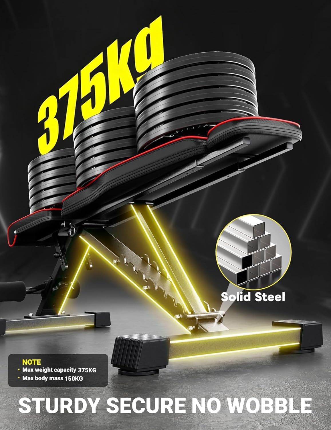 Detalle 2 de Yoleo Adjustable Foldable Weight Bench 300kg 🏋