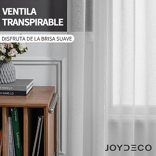 Thumbnail 2 de Lot de 2 rideaux Joydeco blanc 140 x 145 cm ⚙