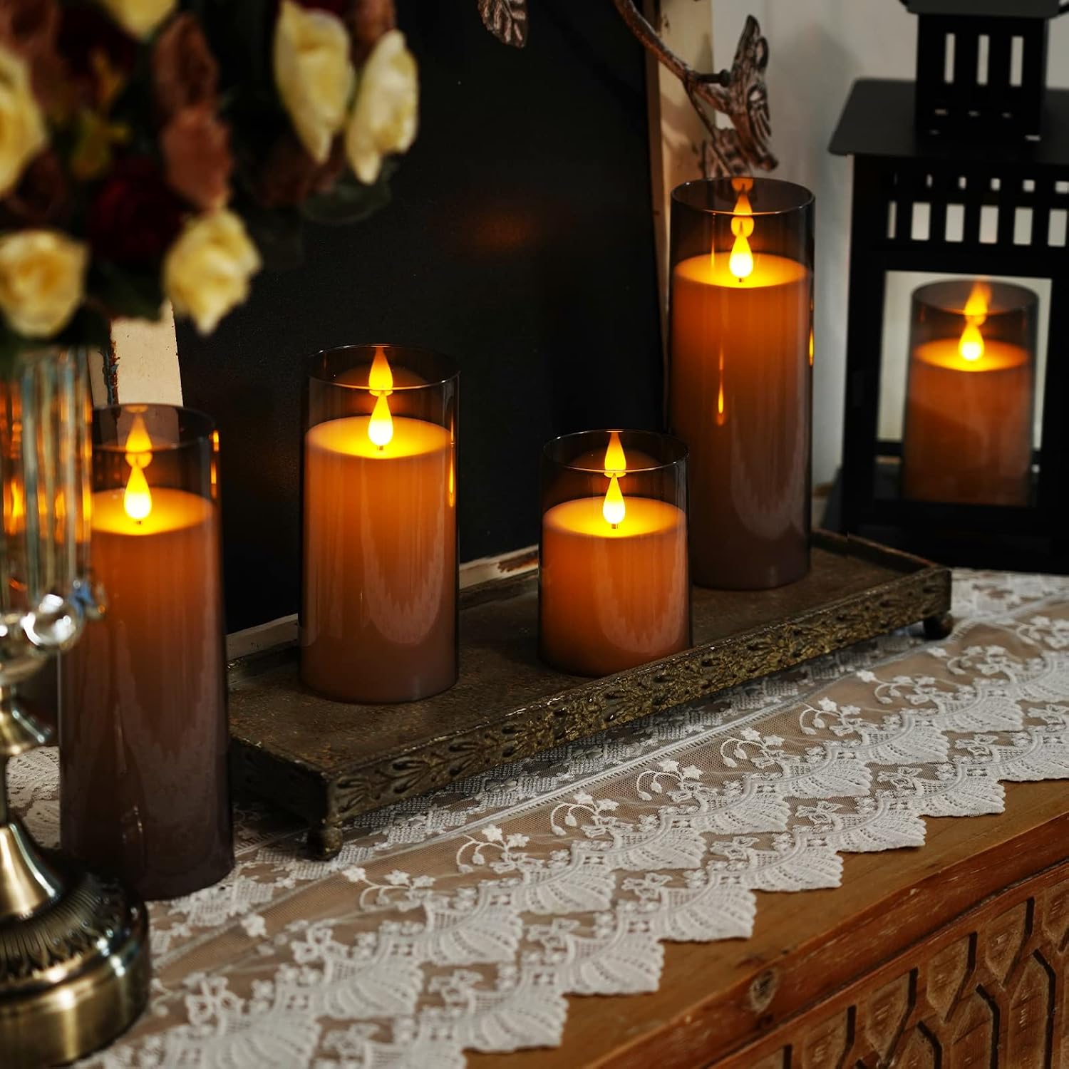 Thumbnail 6 de Homemory Gray Flameless LED Candles, Acrylic Shells, Remote and Timer, Set of 9
