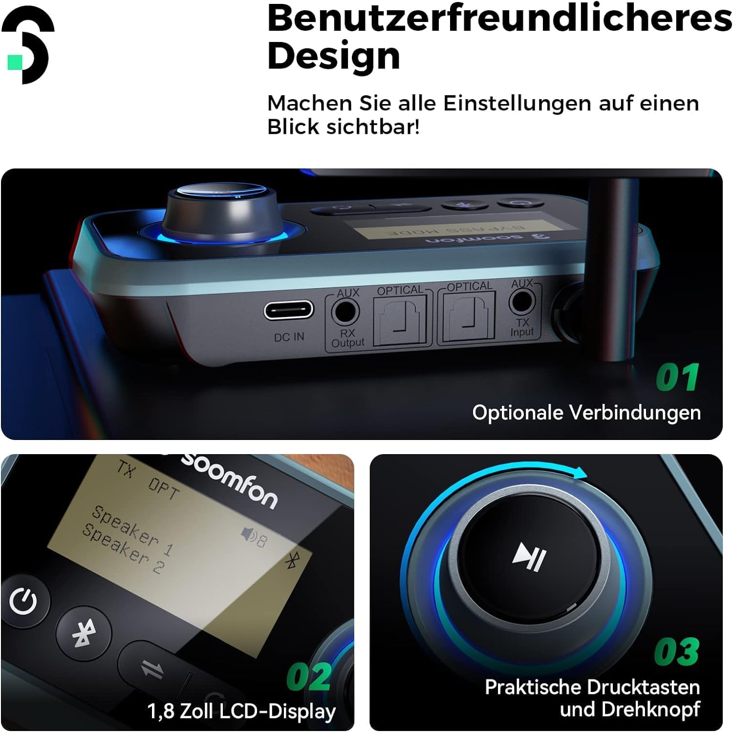 Thumbnail 4 de SOOMFON Bluetooth 5.0 3-in-1 Adapter