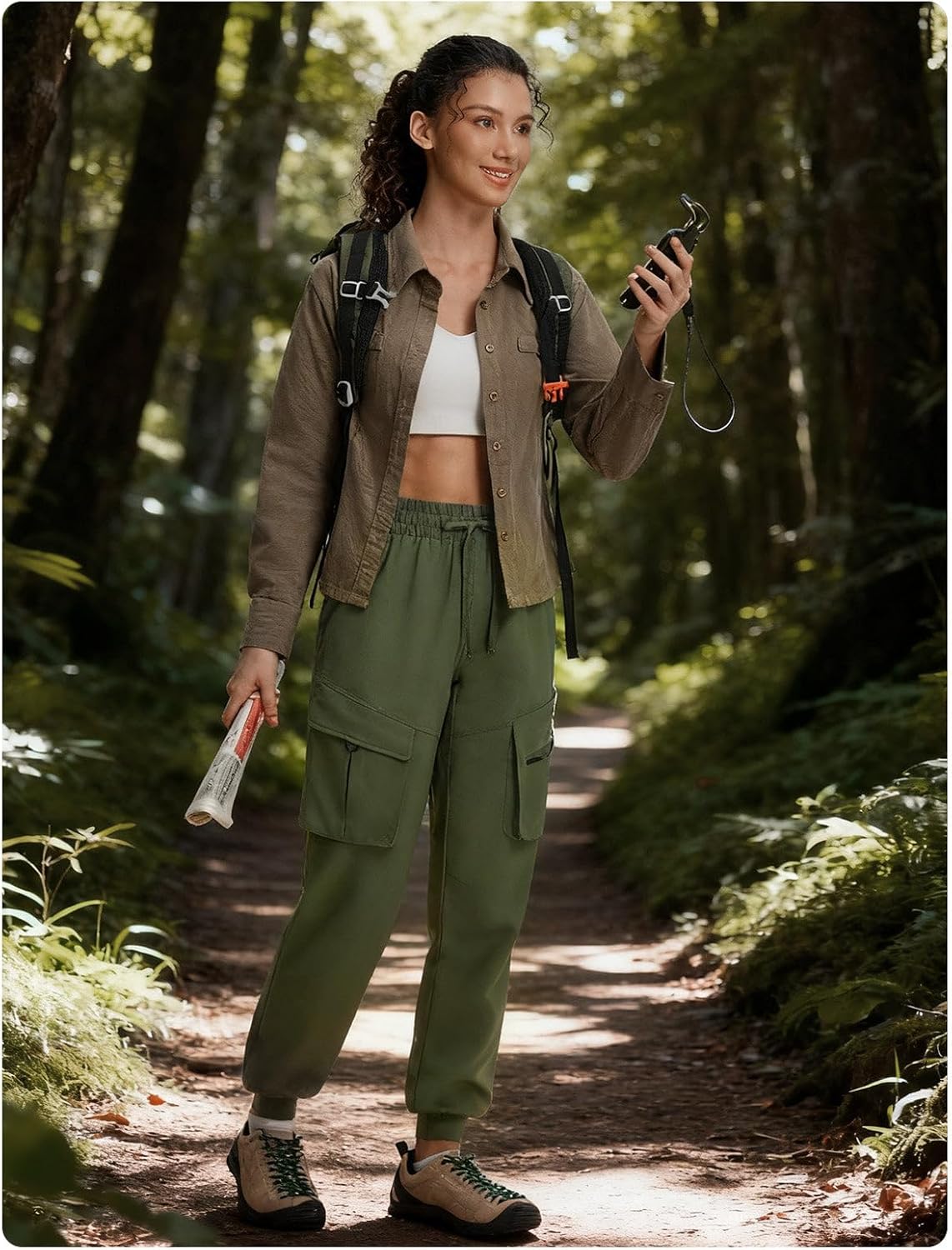 Detalle de Baleaf Women's Ripstop Hiking Pants with 6 Pockets – Water Resistant, Lightweight Joggers