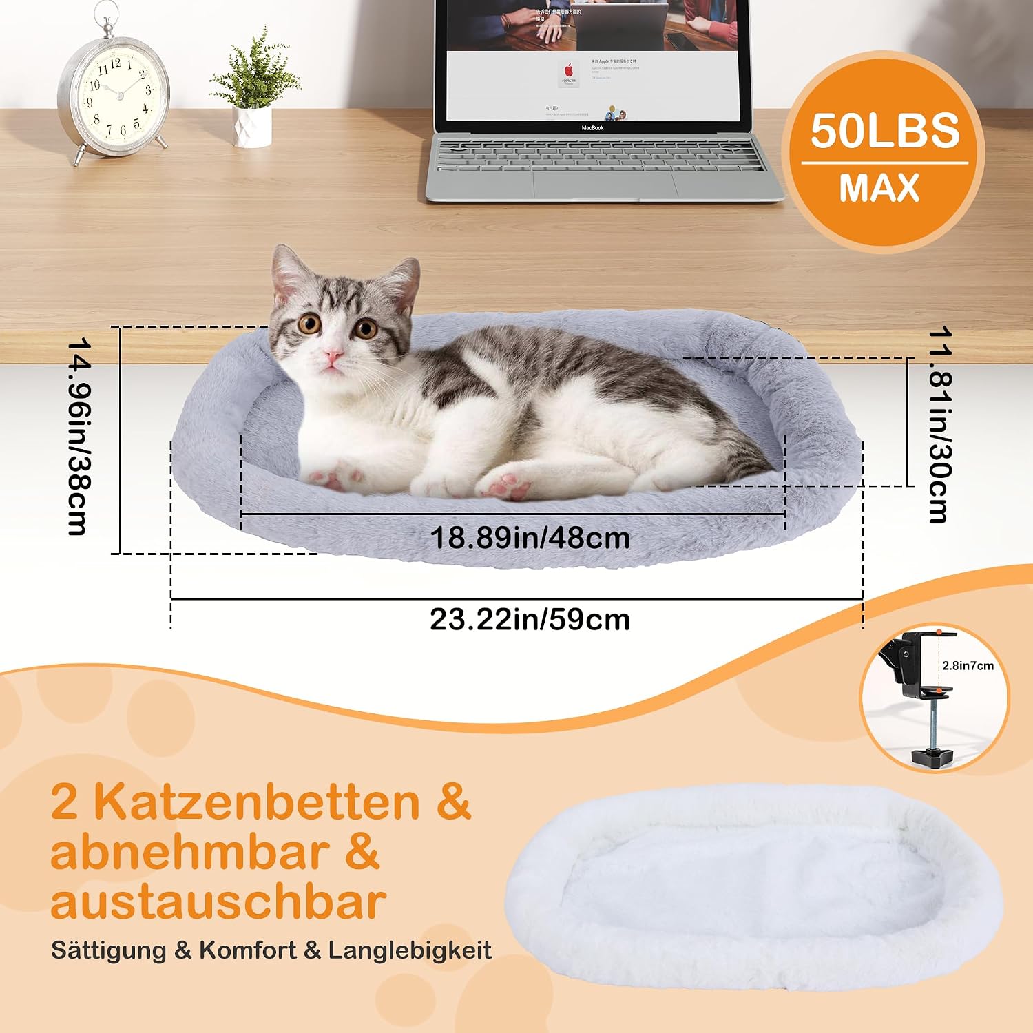 Detalle 2 de trhillsbrad MT-A1 kattenhangmat voor tafel, opvouwbaar, 59 x 48 cm, tot 20 kg