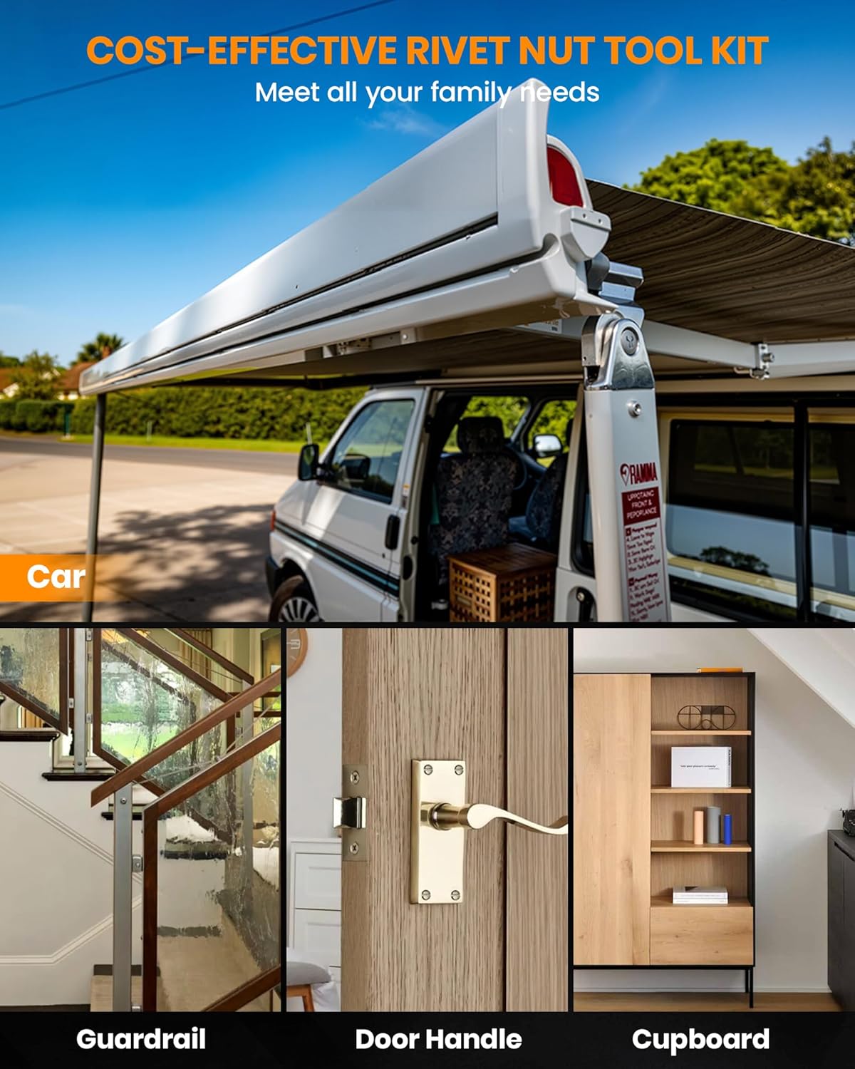 Thumbnail 6 de HARDELL Rivet Nut Tool Kit 16-inch, 110pc set 🛠️