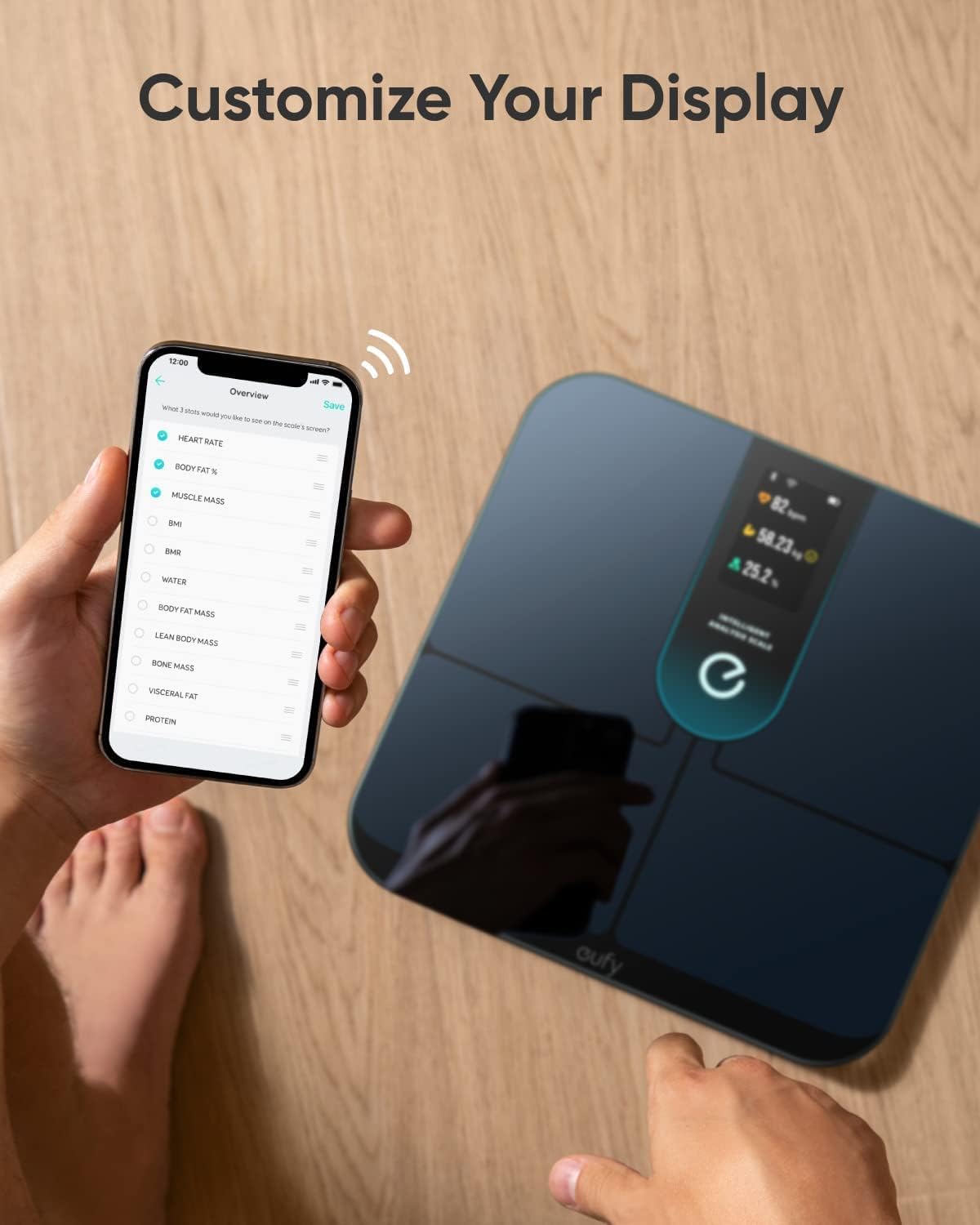 Detalle 1 de eufy Smart Scale P3 Wi-Fi Fitness Tracking Scale, 16 Measurements, Black