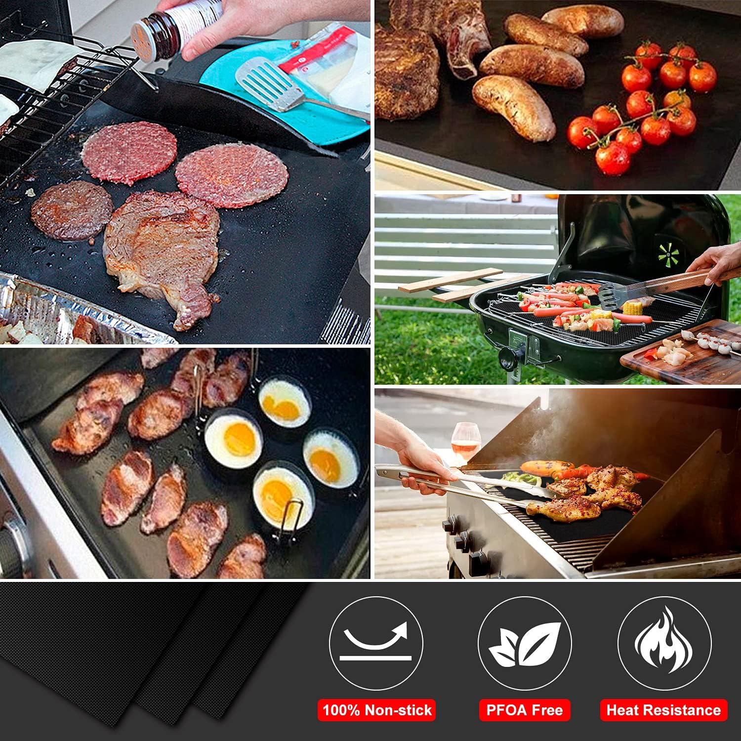 Thumbnail 2 de FIFlying BBQ Grillmatte 5er-Set (50 x 40 cm) – wiederverwendbare, antihaftbeschichtete Grillmatten