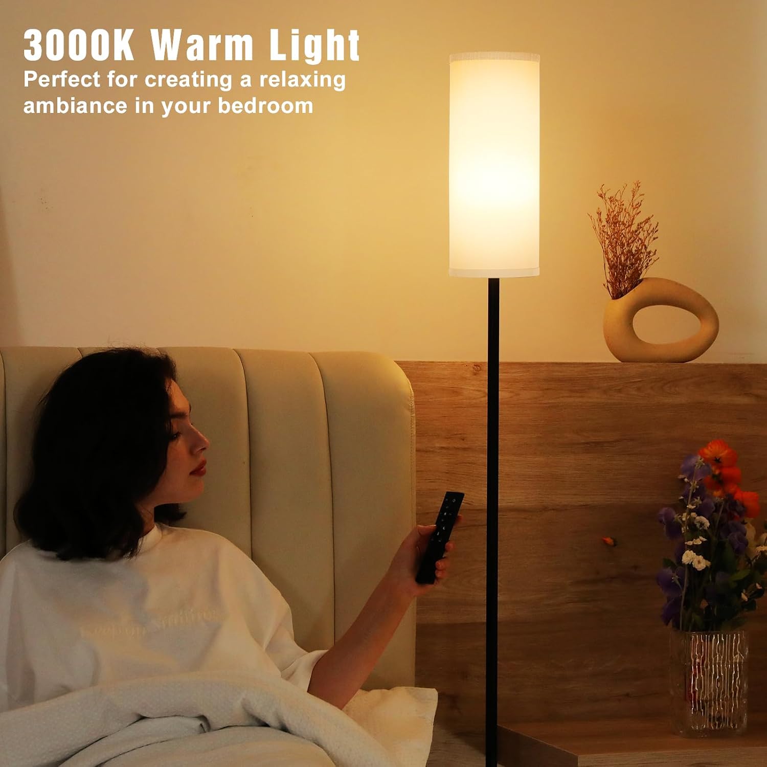 Thumbnail 6 de Aooshine grey corner floor lamp with remote control, stepless dimming and 3 colour temperatures