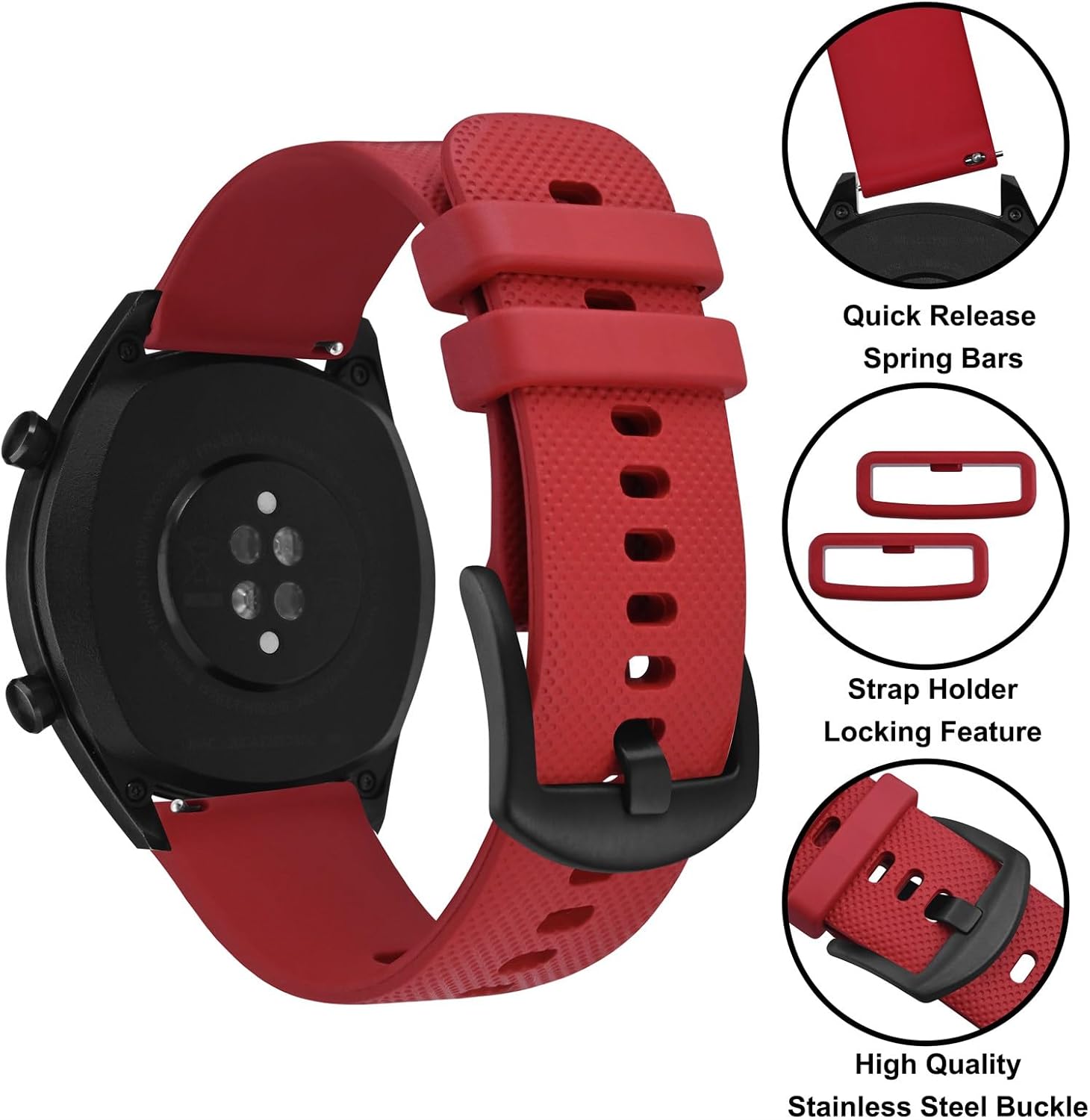 Detalle de Anbeer Silikon-Uhrenarmbänder für Herren und Damen – Schnellverschluss, 16–24 mm