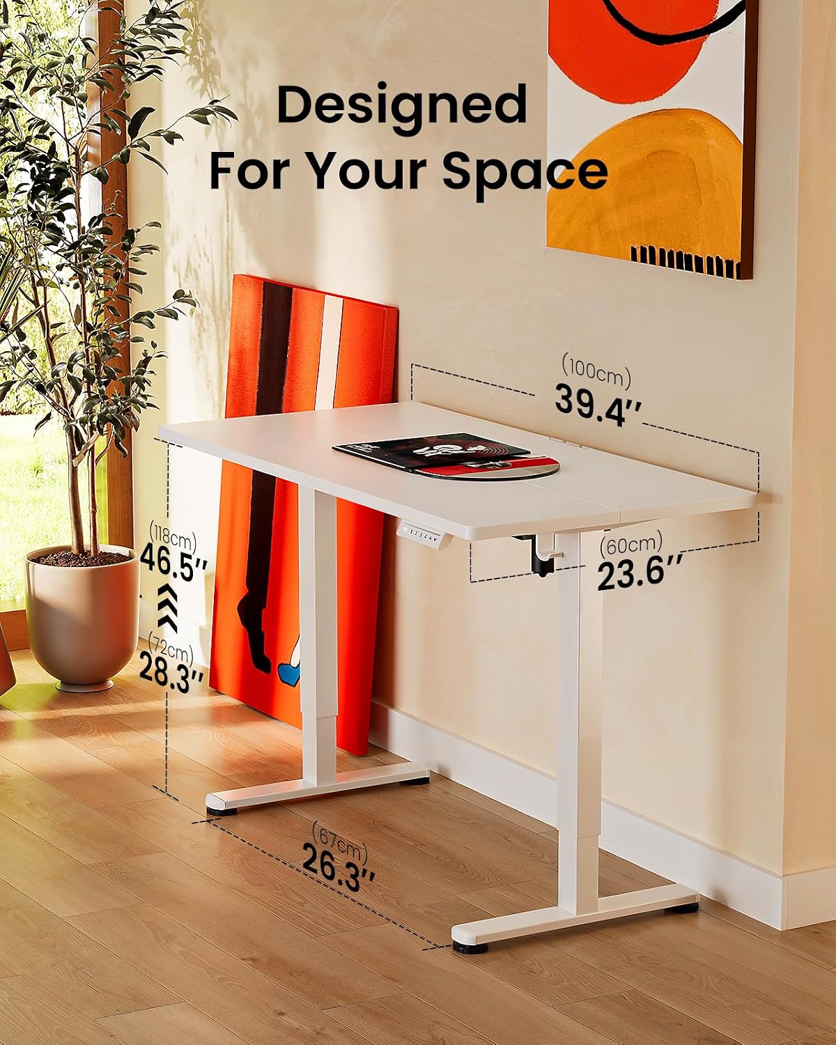 Thumbnail 2 de ErGear ESD01W-100A-US Electric Standing Desk, White, 40 x 24 Inches