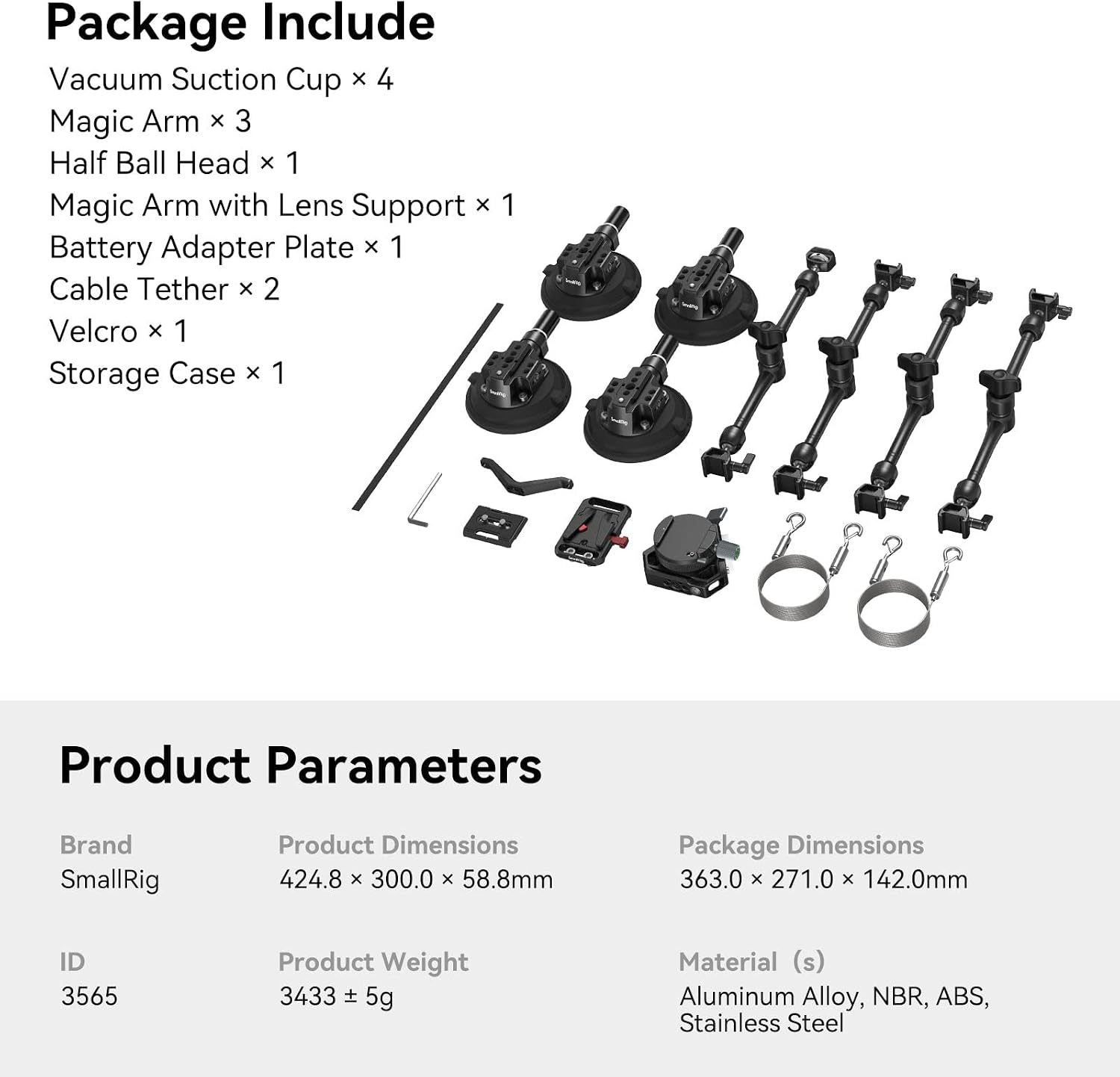 Thumbnail 6 de SMALLRIG SC-15K 4-Arm Powerful Suction Cup Camera Mount Kit (3565B) for GoPro, DSLR and Camcorder