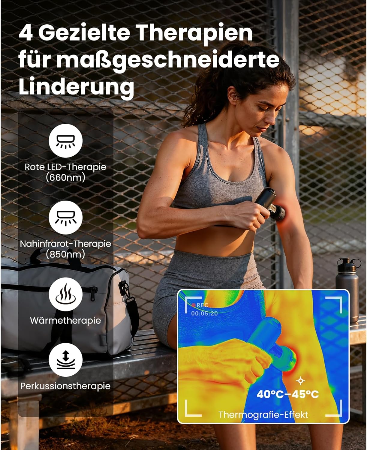 Detalle 2 de Bob and Brad Q2 Ultra Massagepistole – kompakte Tiefenmassage mit Wärme, Rotlicht & Infrared