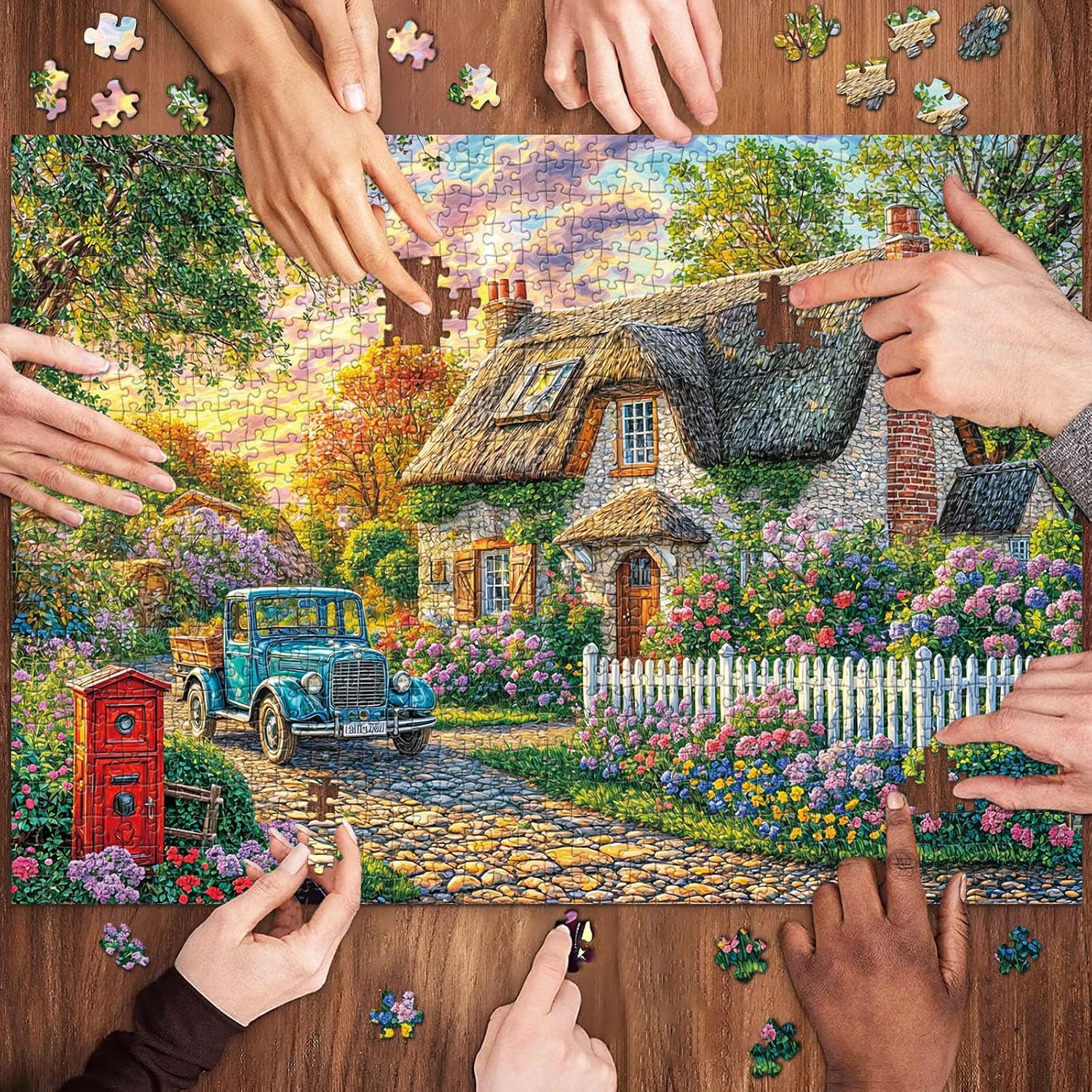 Detalle de TangComplete Puzzle 1000 Teile – Farbintensive Blumen- und Zimmermotiv-Puzzles für Erwachsene und Kinder ab 14