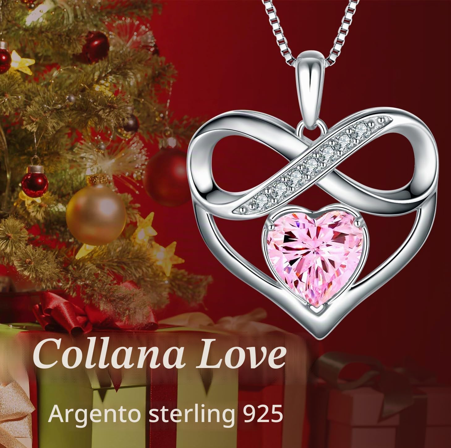 Detalle de Collana con ciondolo a forma di cuore infinito in argento Sterling di NONNYLLEI