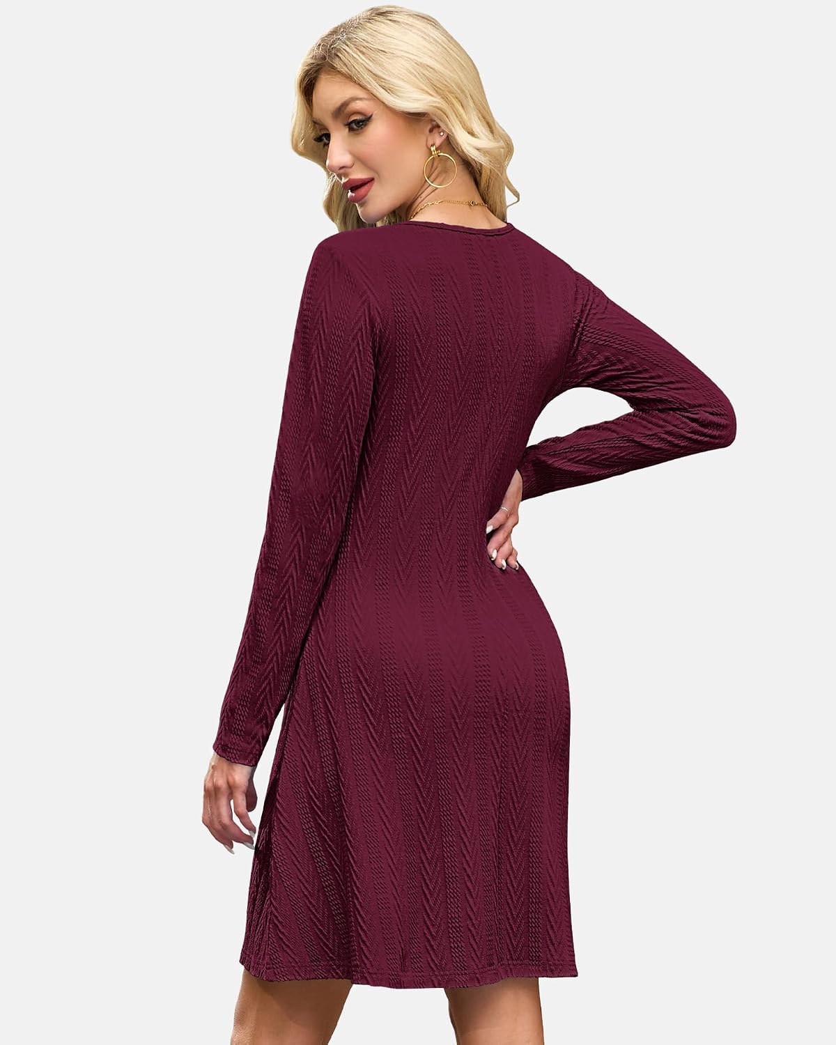 Detalle 2 de AUSELILY Strickkleid Herbst Damen 95% Rayon