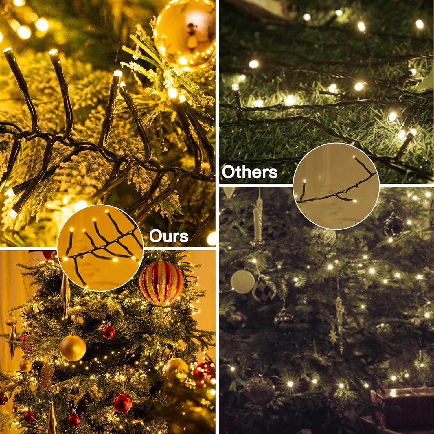 Detalle de Cosyglim QX-U-O-S-1000-1-A Cluster String Lights, 1,000 Warm White LEDs, 50 ft
