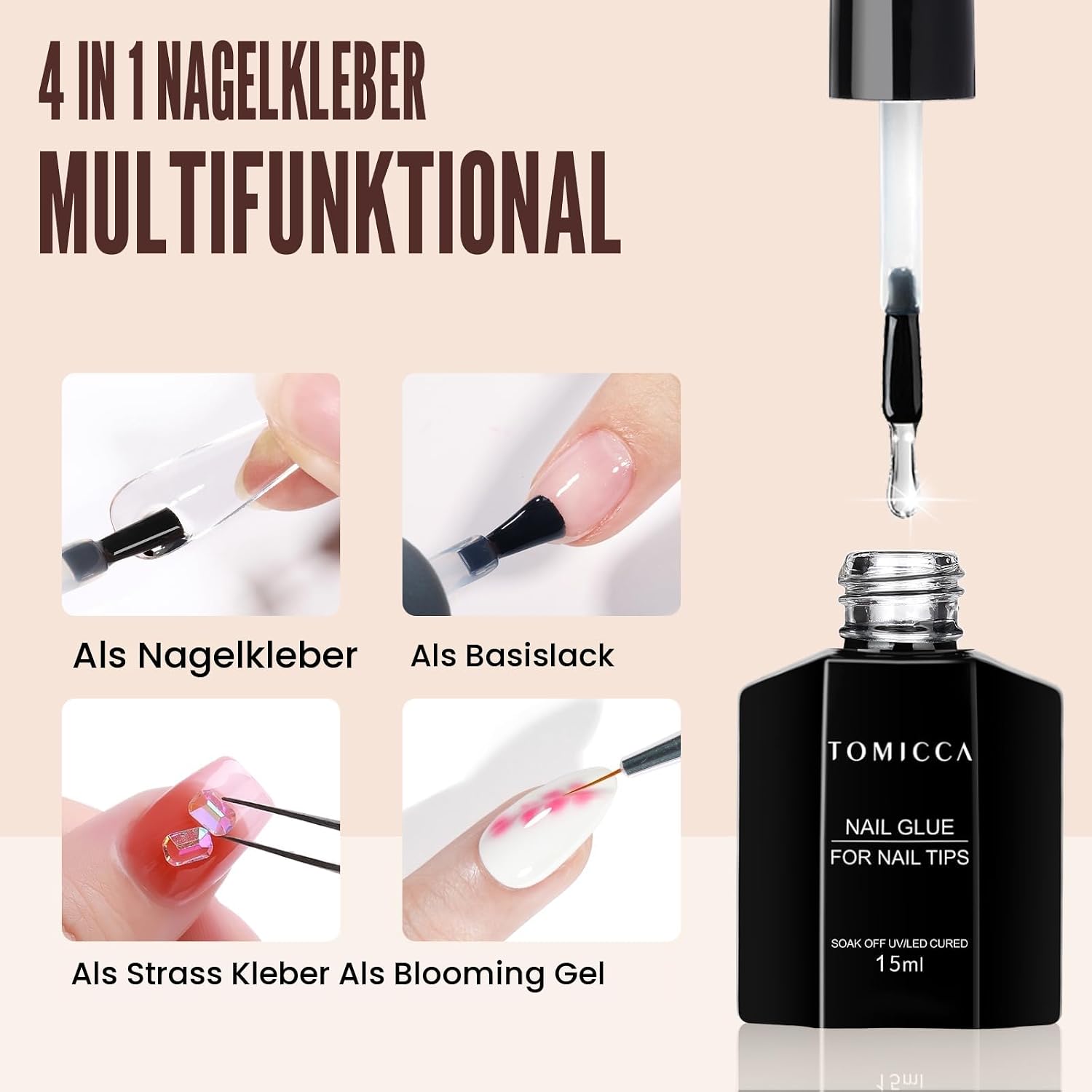 Thumbnail 1 de TOMICCA Nagelkleber 4 in 1 für Kunstnägel