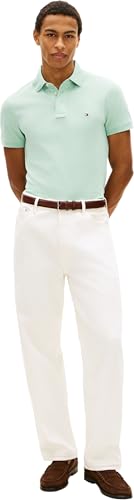 Detalle 1 de Tommy Hilfiger Polo de manga corta hombre 1985 Slim Fit – Verde Crushed Mint (XL)