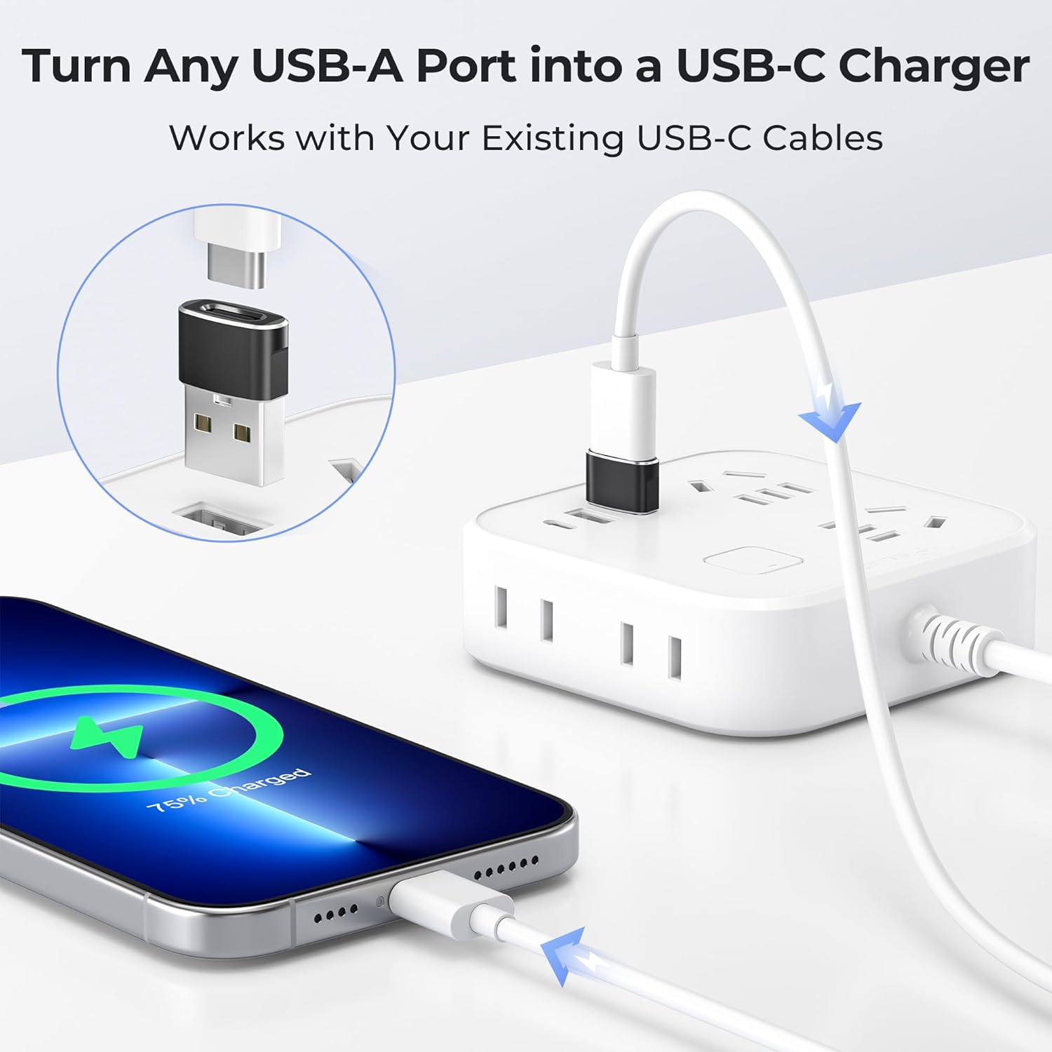 Detalle 2 de BASESAILOR USB C to USB A adapter 3-pack