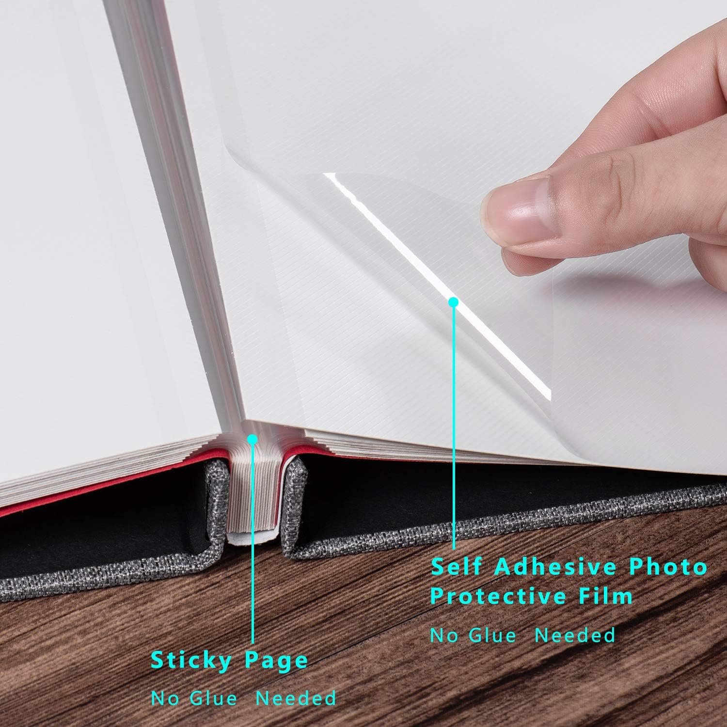 Detalle 1 de HoneyTolly XC-Gray Self-Adhesive Photo Album, Linen Cover, 40 Pages