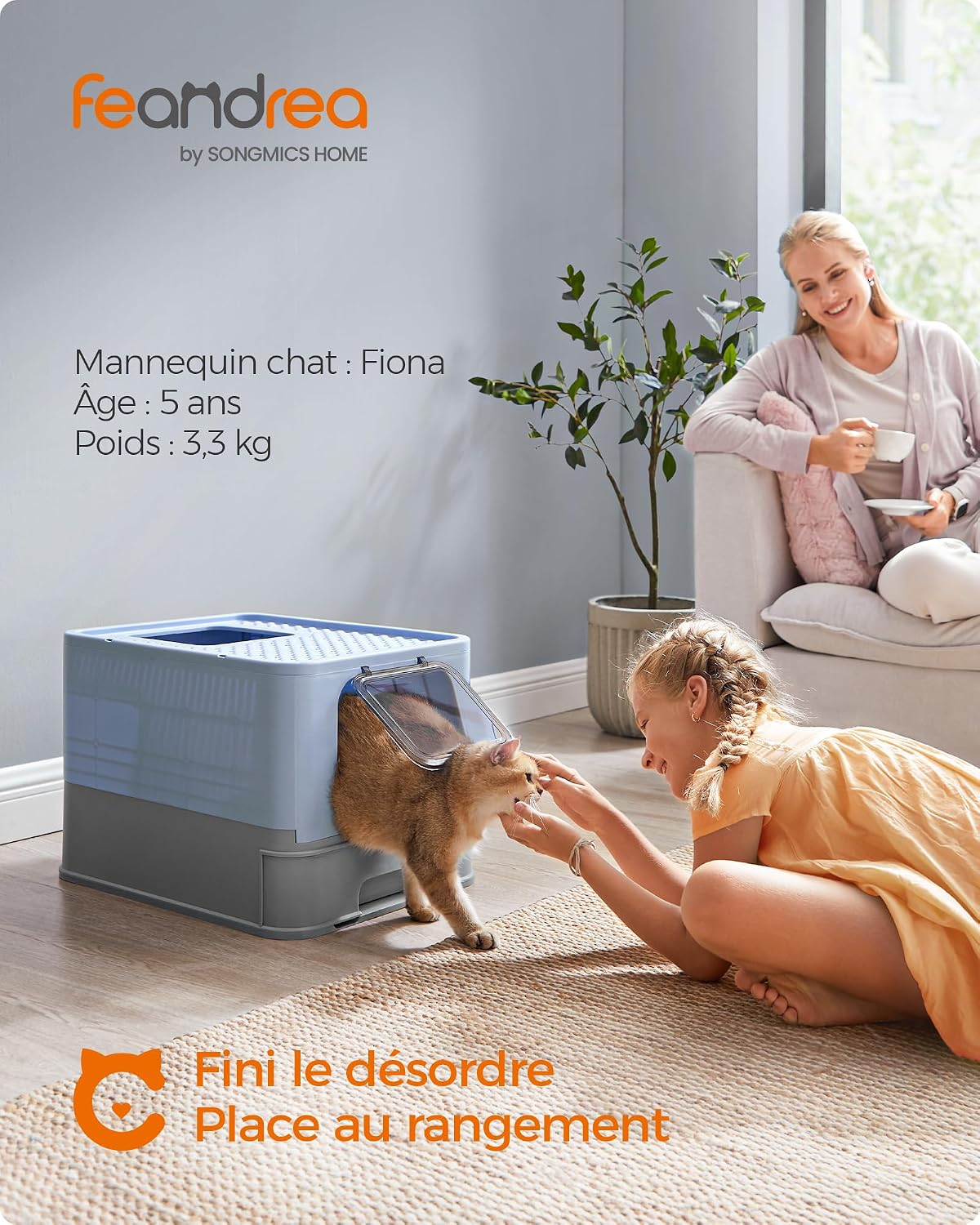 Thumbnail 2 de Feandrea Bac Litière Fermé 15 kg Bleu