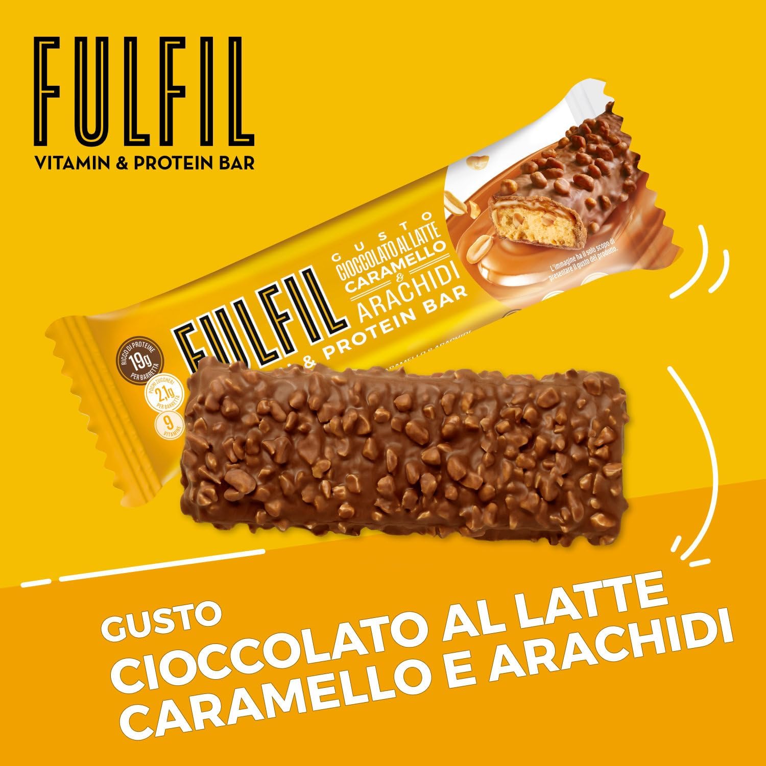 Detalle de FULFIL - Barretta Proteica da 55 g, Cioccolato Caramello e Arachidi, confezione da 15 pezzi