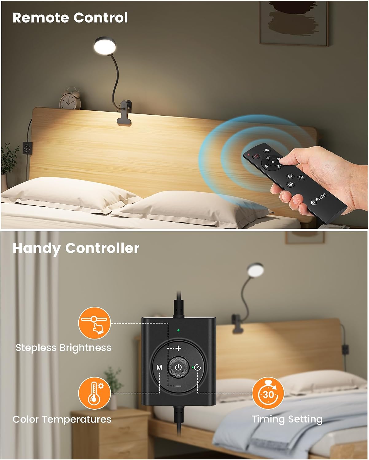 Thumbnail 4 de Glocusent GLCSNTBL201 5W Clip-On Reading Lamp with Remote, 3 Colors