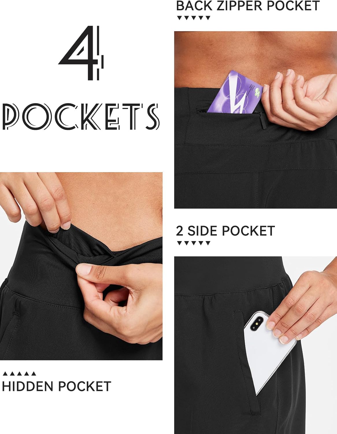 Thumbnail 4 de baleaf Women’s 5" Workout Shorts with Liner, High Waist & Zipper Pockets