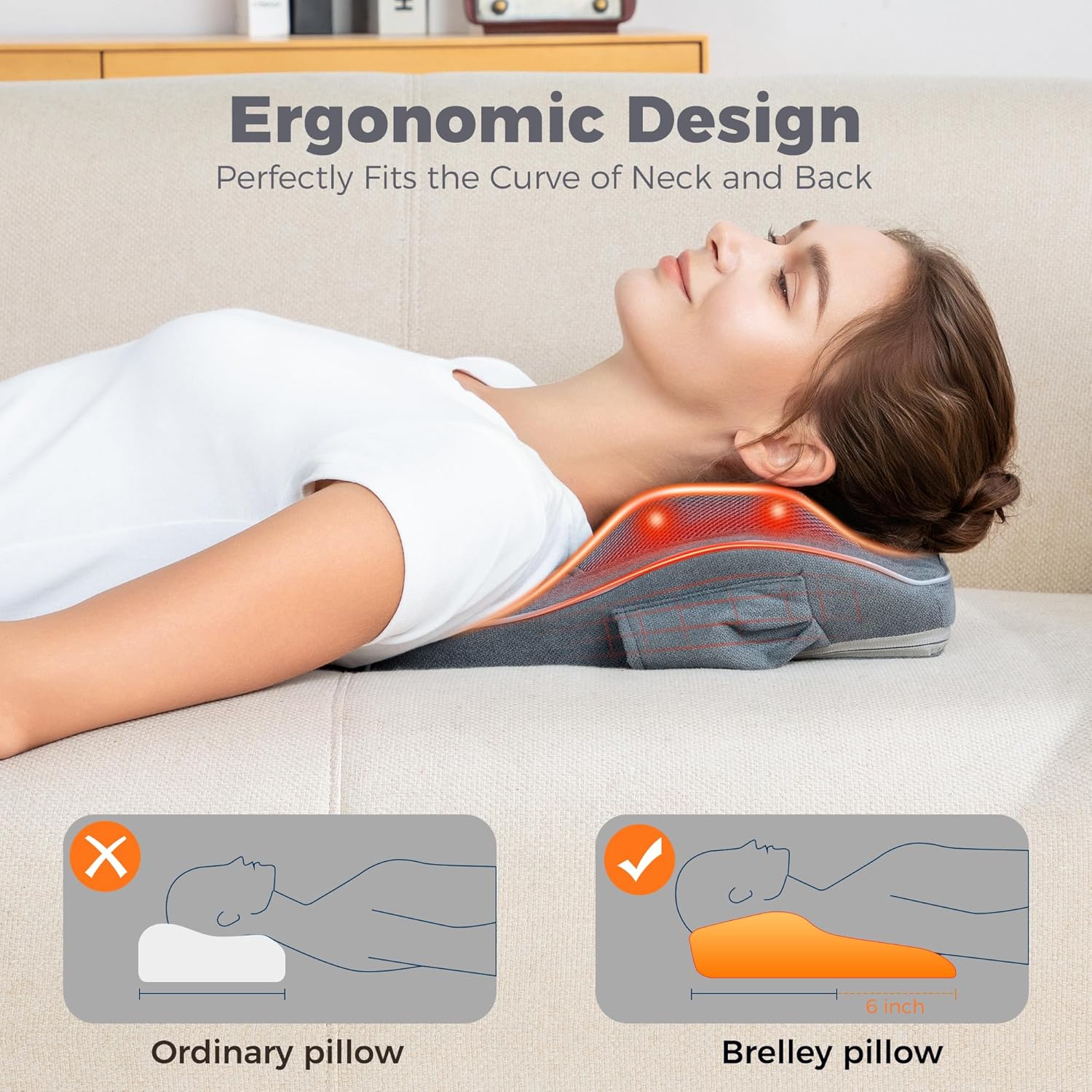 Thumbnail 1 de Brelley Massage cervicales et cou avec chaleur et tête shiatsu rotative bidirectionnelle (gris)