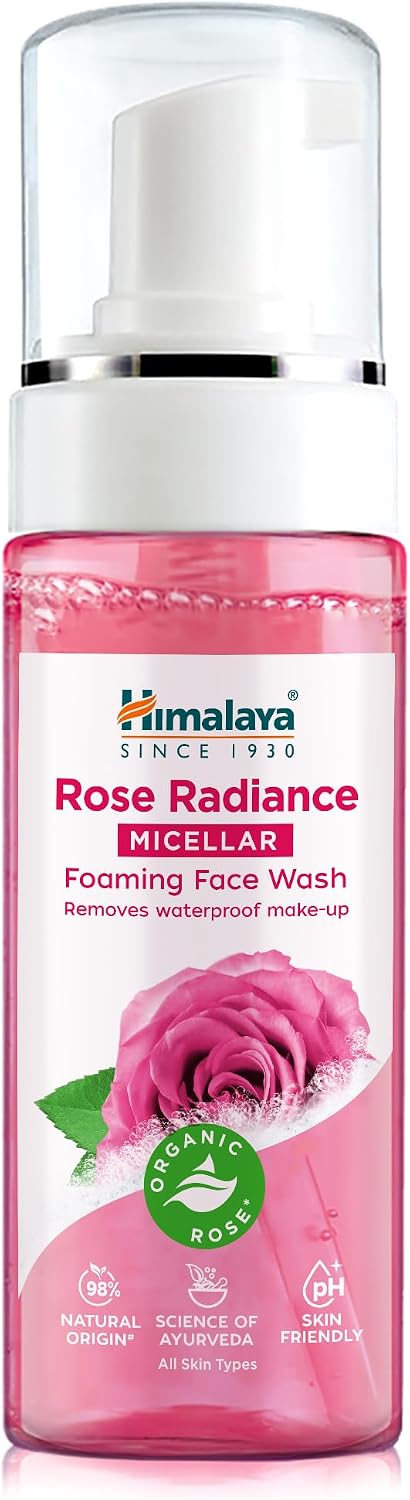 Detalle de Himalaya Rose Radiance Detergente viso con schiuma micellare, 150 ml – rimuove trucco impermeabile