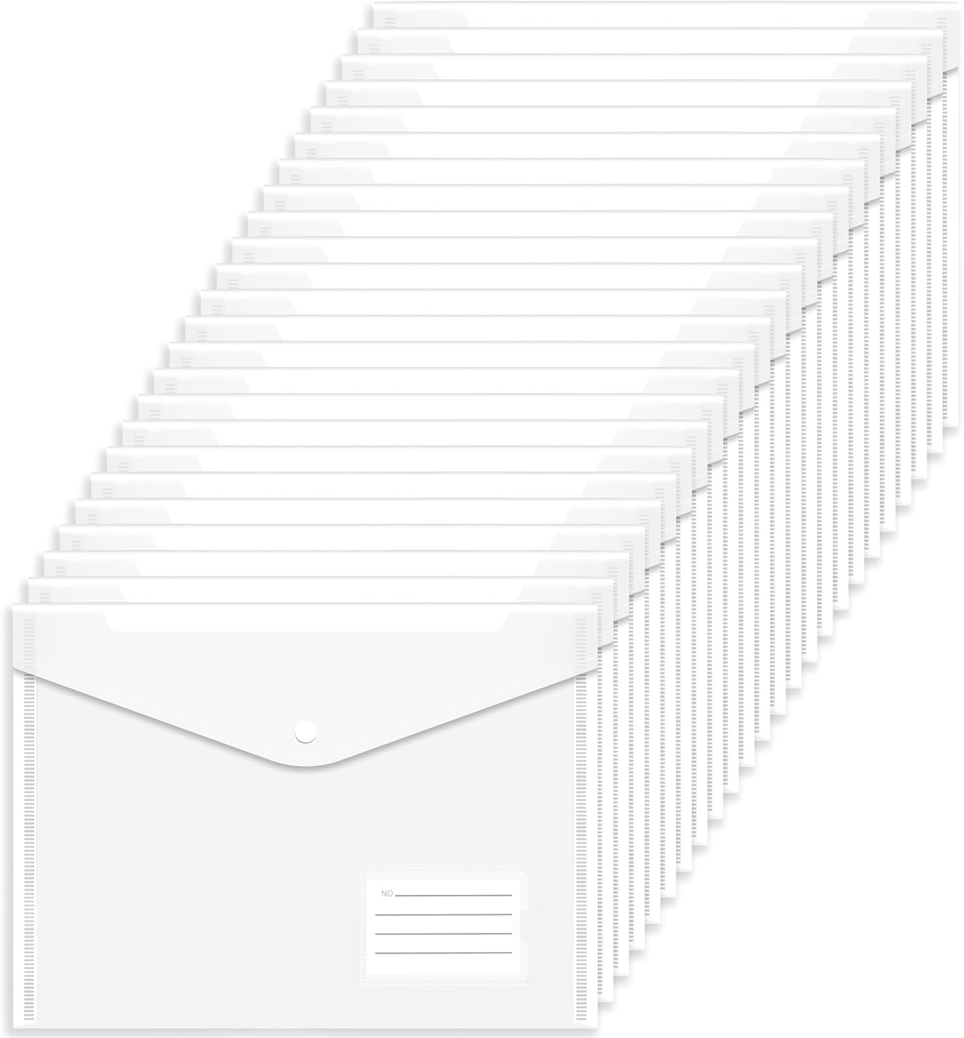 Detalle de Clear Plastic Wallets A4 Folders – 24-Pack with Snap Button & Label Pocket