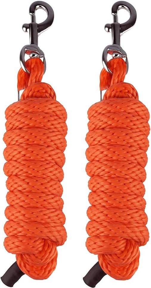 Detalle de SIE Pack of 2 Solid Poly Lead Rope for Horse and Livestock, 8 ft (Orange)
