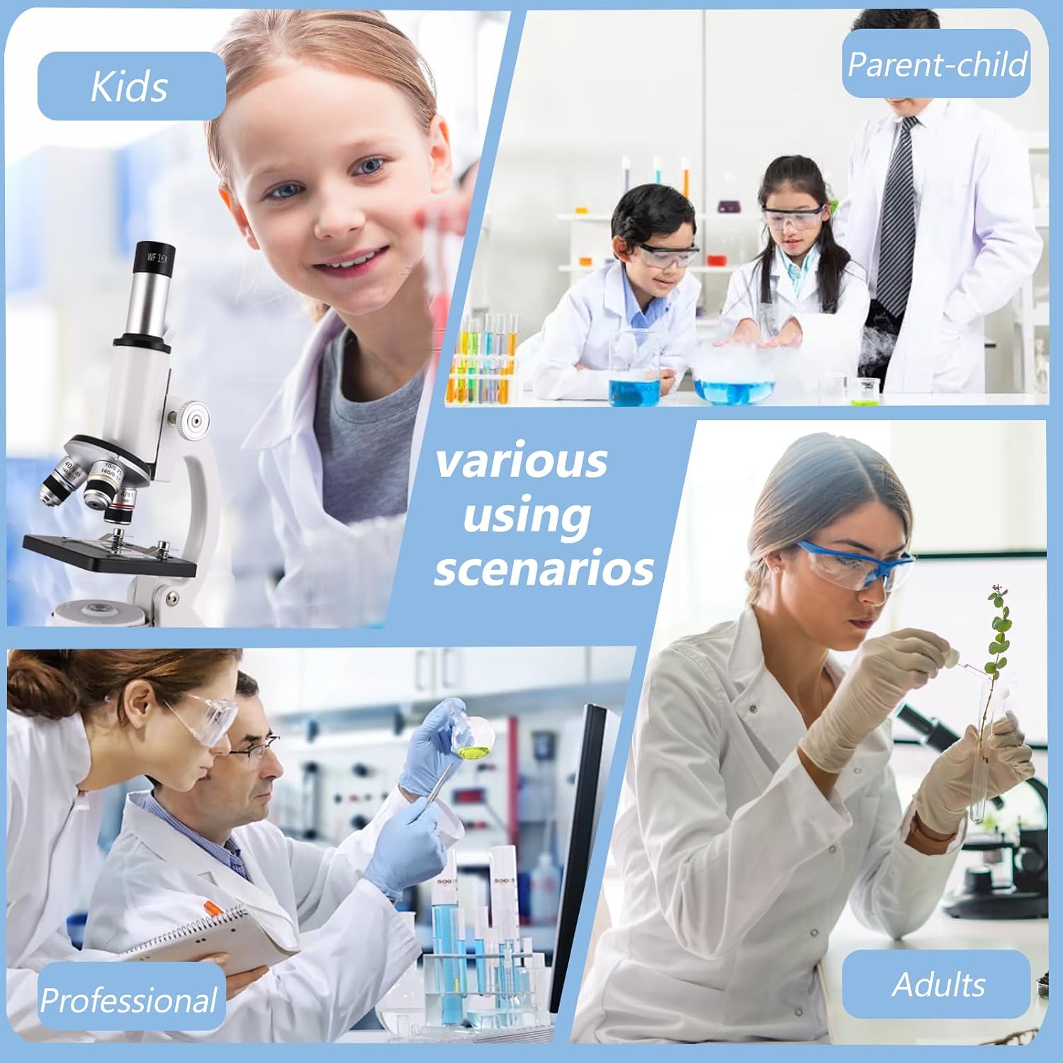 Thumbnail 6 de Microscope for Adults & Kids: 40X-2500X High-Power Compound Microscope with Slides Set & Phone Holder