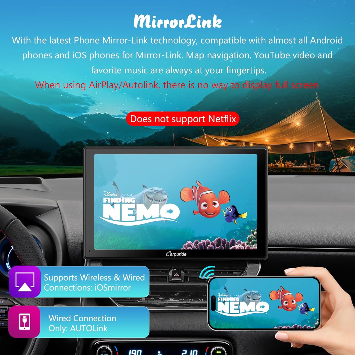Thumbnail 4 de CARPURIDE W901 Pro: 9-Inch Wireless CarPlay/Android Auto Head Unit with Dual BT, Mirror Link, and Real-Time Navigation