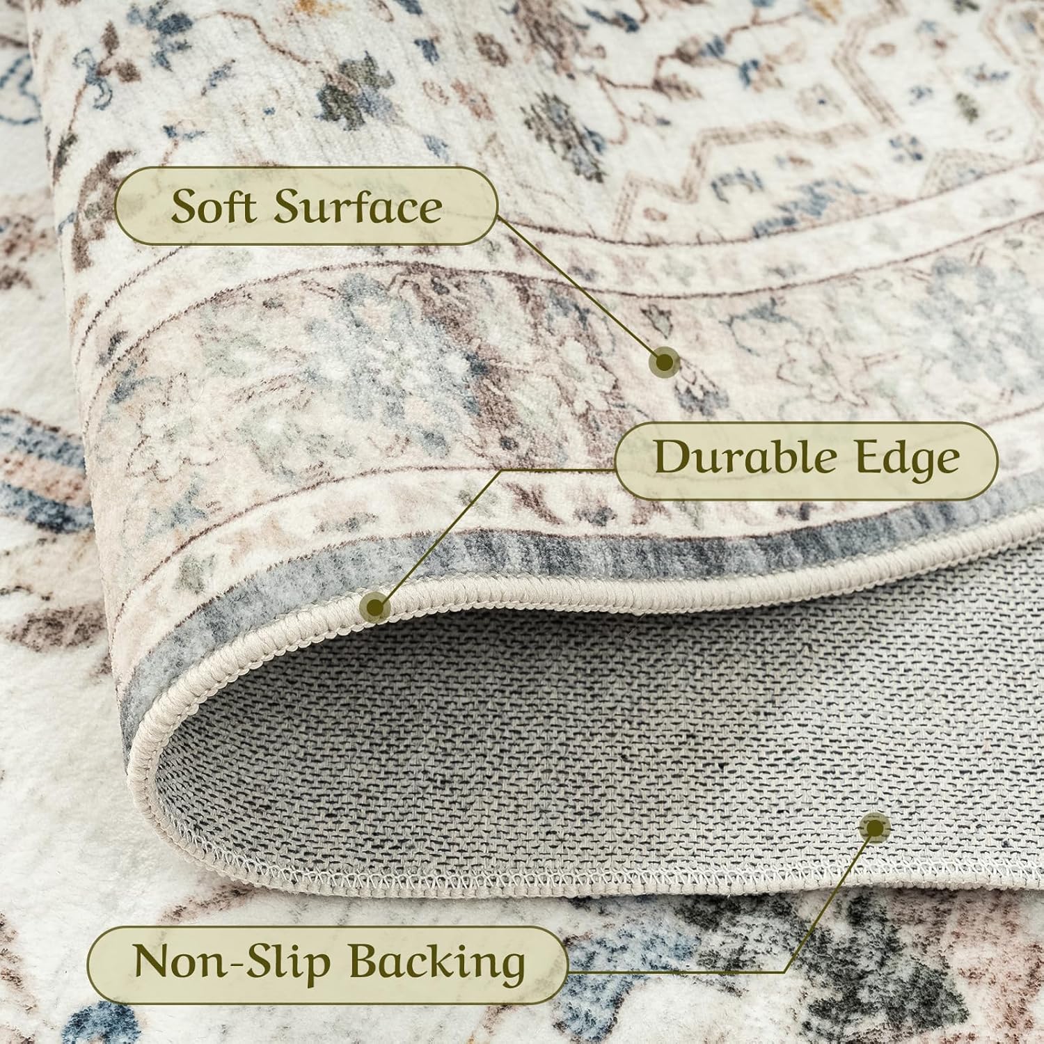 Thumbnail 2 de HOMFINE Alfombra Vintage Grande Lavable Antideslizante 🏡 200x300cm