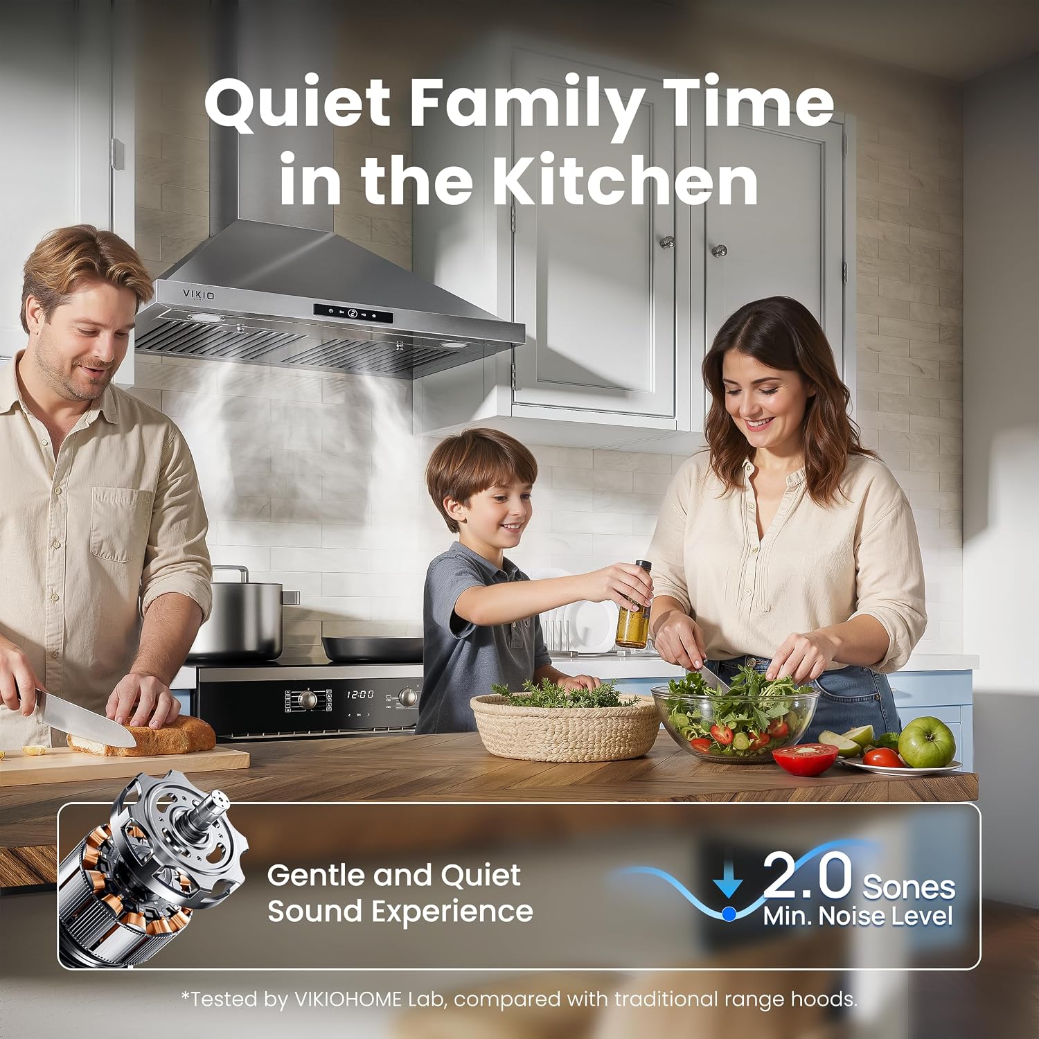 Detalle 2 de VIKIO HOME RP10-36 36-Inch Wall-Mount Range Hood, 580 CFM, Touch Controls
