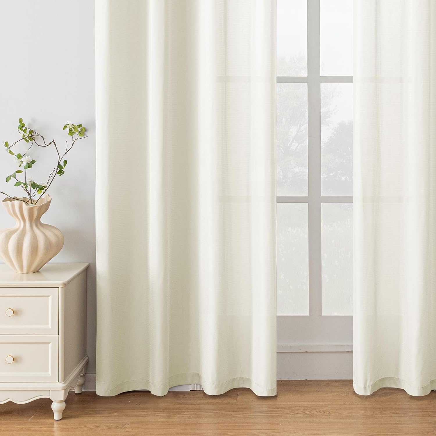 Detalle 2 de Ystyle Rideau Voilage Lot de 2 140x280cm Beige