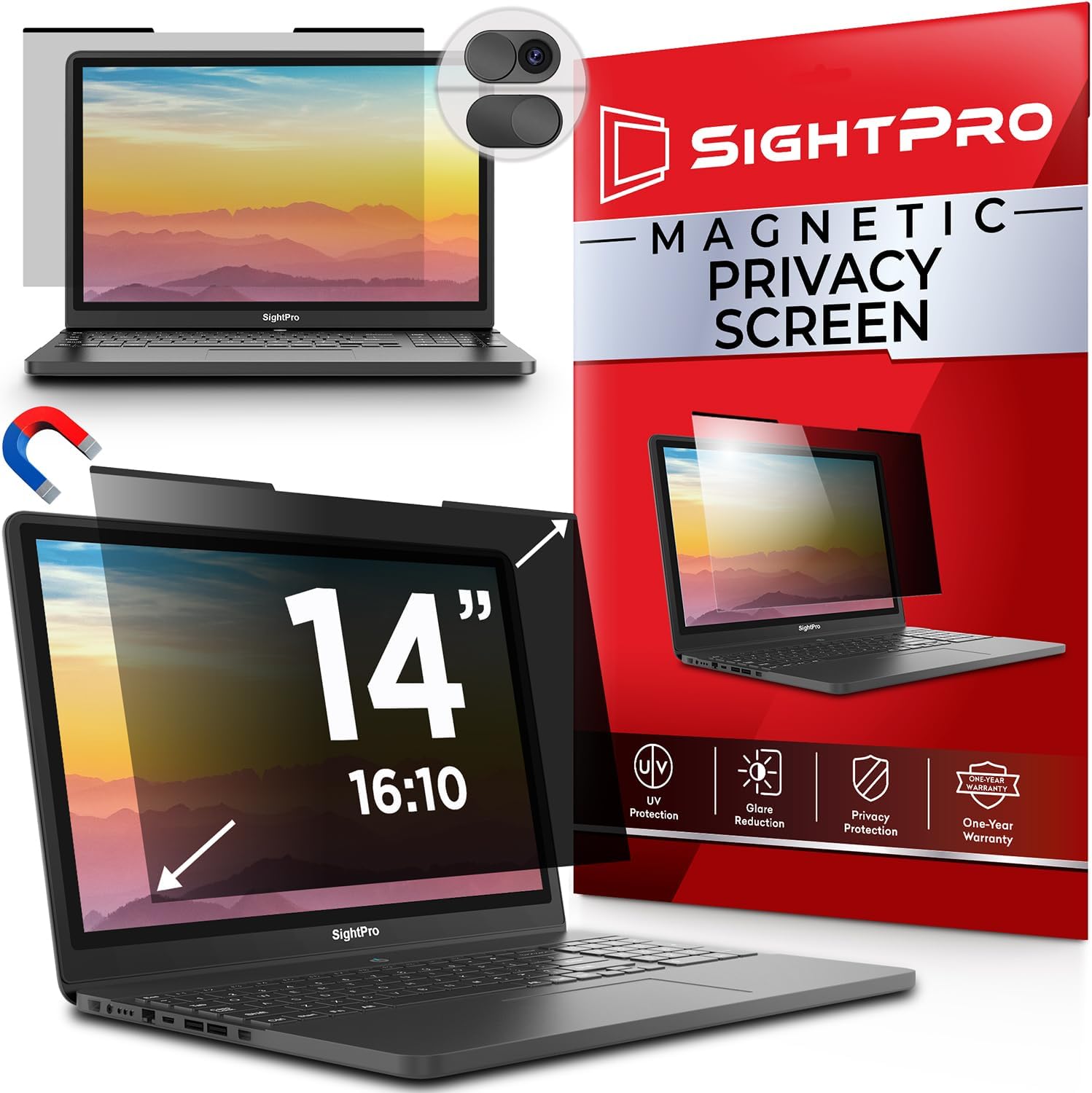Detalle de SightPro SP-PSM1411610 Magnetic Privacy Screen, 14-Inch 16:10