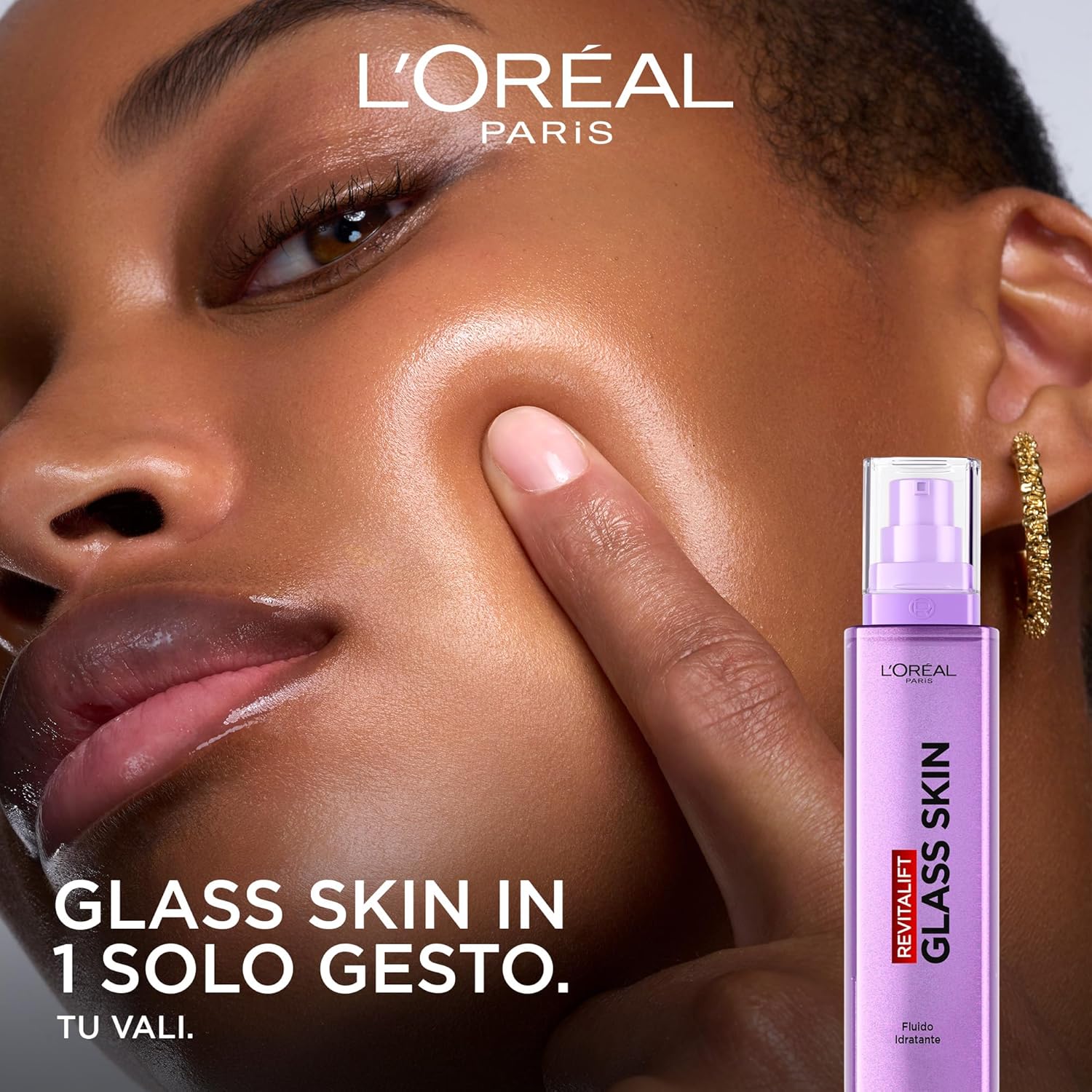 Thumbnail 1 de L'Oréal Paris Fluido Idratante Revitalift Filler Glass Skin 70 ml – Idratazione Intensa e Rughe Ridotte