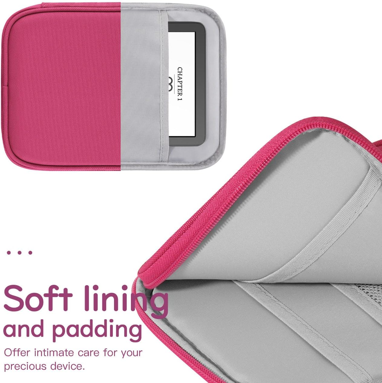 Detalle de Vinabilia 6–7 Zoll Sleeve Tasche Hülle für 7" Kindle & weitere E-Reader (Rosenrosa)