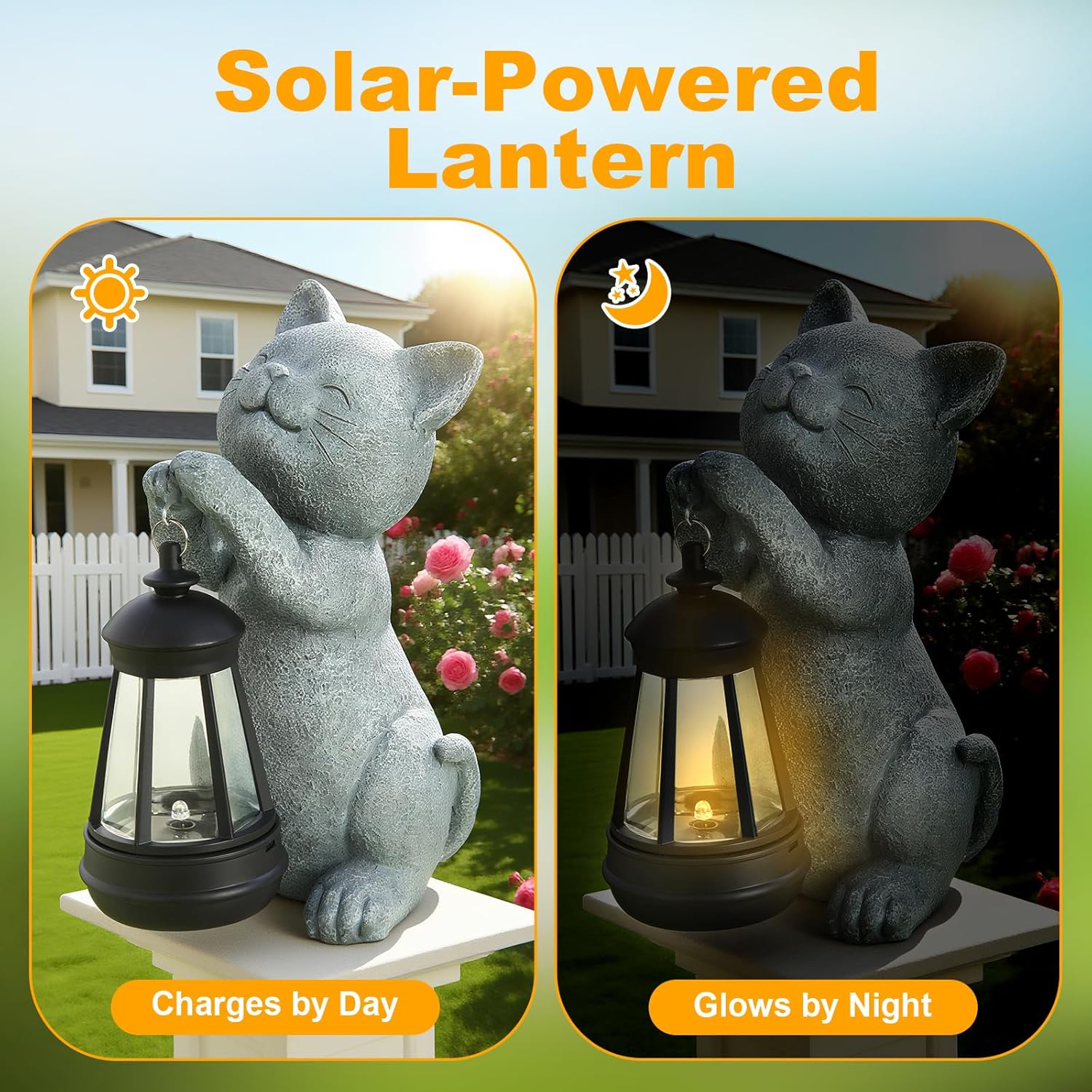 Thumbnail 4 de LETITIN Solar Cat Garden Statue with Lights – Weather-Resistant Outdoor LED Cat Decor