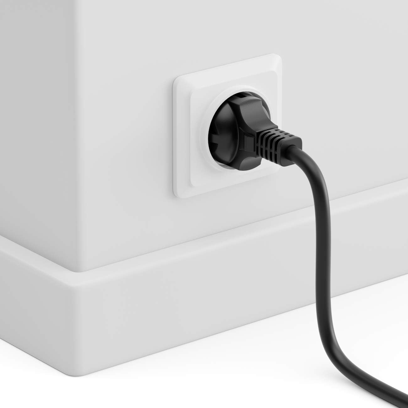 Detalle de deleyCON 2m Kaltgerätekabel – Netz- und Schutzkontaktstecker (CEE 7/7) auf C13, Schwarz