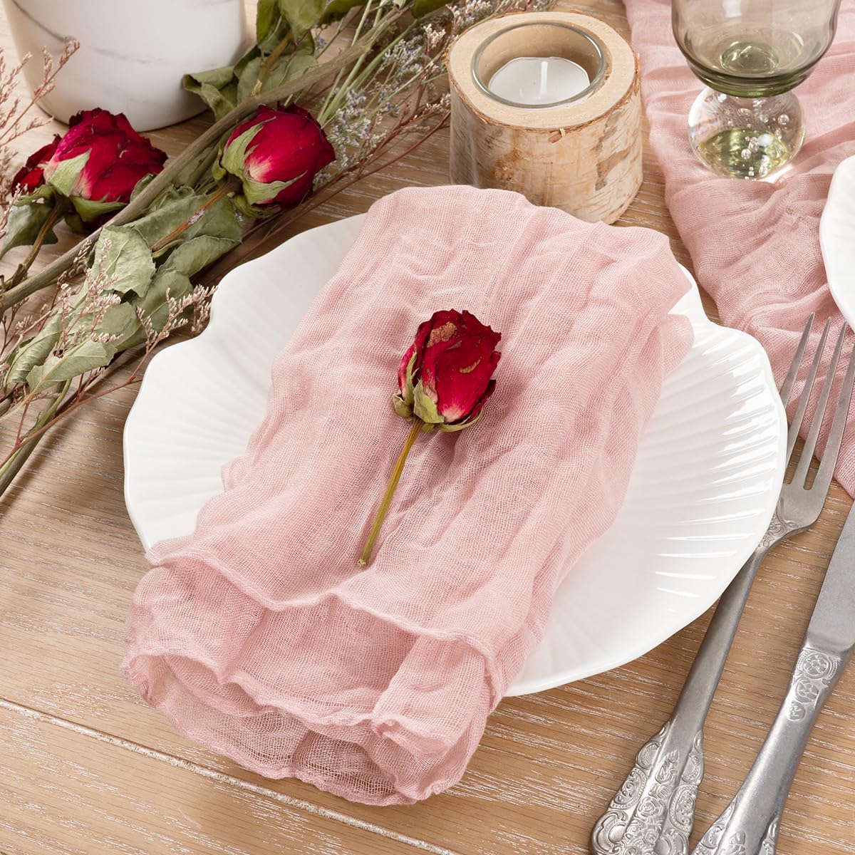 Detalle 2 de Socomi Pink Cheesecloth Napkins 21x21