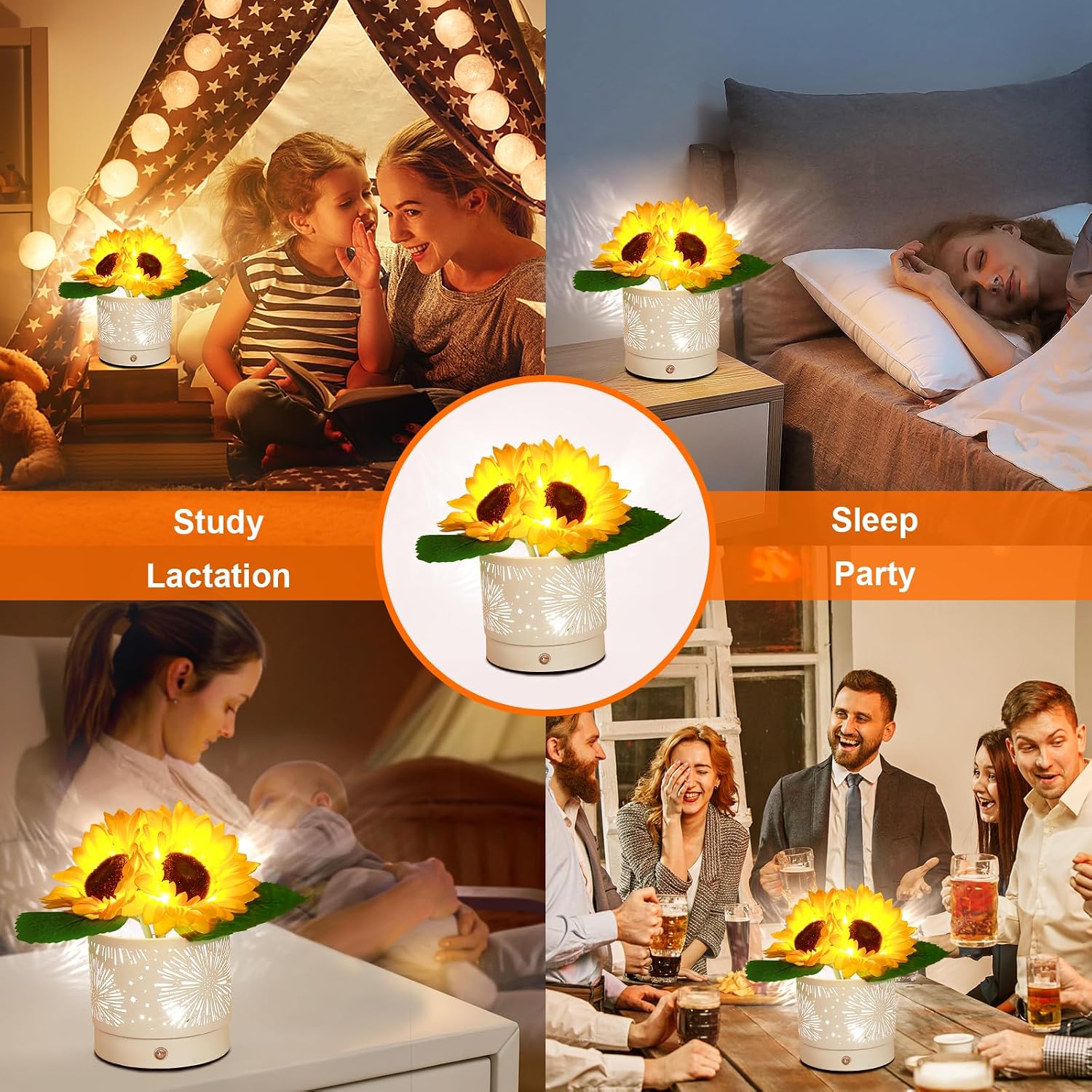 Thumbnail 5 de AMWGIMI Sunflower LED Touch Table Lamp 3‑Color 🌻
