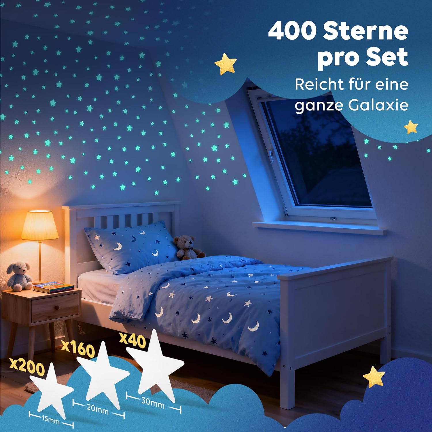Thumbnail 1 de lilimaus Leuchtsterne Kinderzimmer: selbstklebende 400 Sterne als Sternenhimmel-Aufkleber