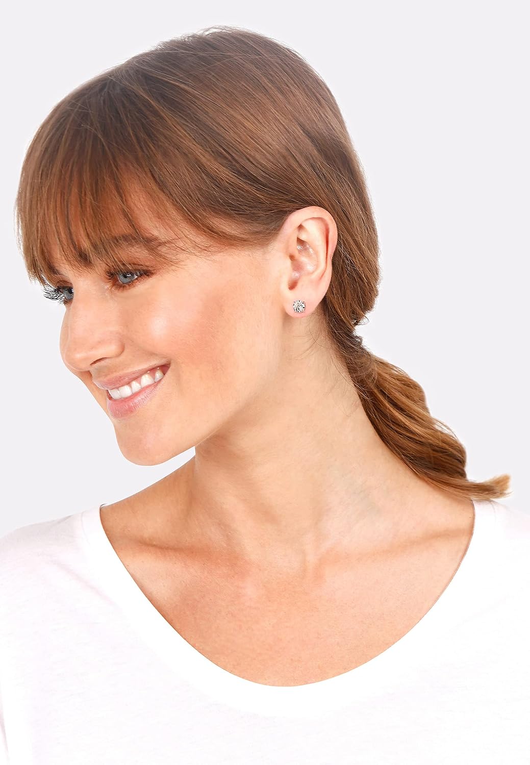 Detalle de Elli Ohrringe Damen Ohrstecker Basic mit Kristallen aus 925 Sterling Silber, rosévergoldet