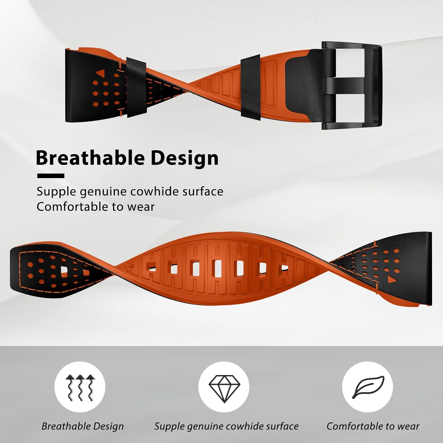 Detalle 2 de OVERSTEP Genuine Leather Strap for Epix Pro 51mm – Silicone-Lined, Breathable, with Quick-Release Fit (Fits D2 Bravo, Descent mk1/mk2, Quaitx3, Enduro2)