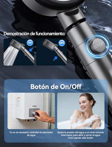 Detalle 2 de Magichome Alcachofa de Ducha con Filtro de 3 Capas (Algodón PP): Alta Presión, Ahorro de Agua y Giro 360°