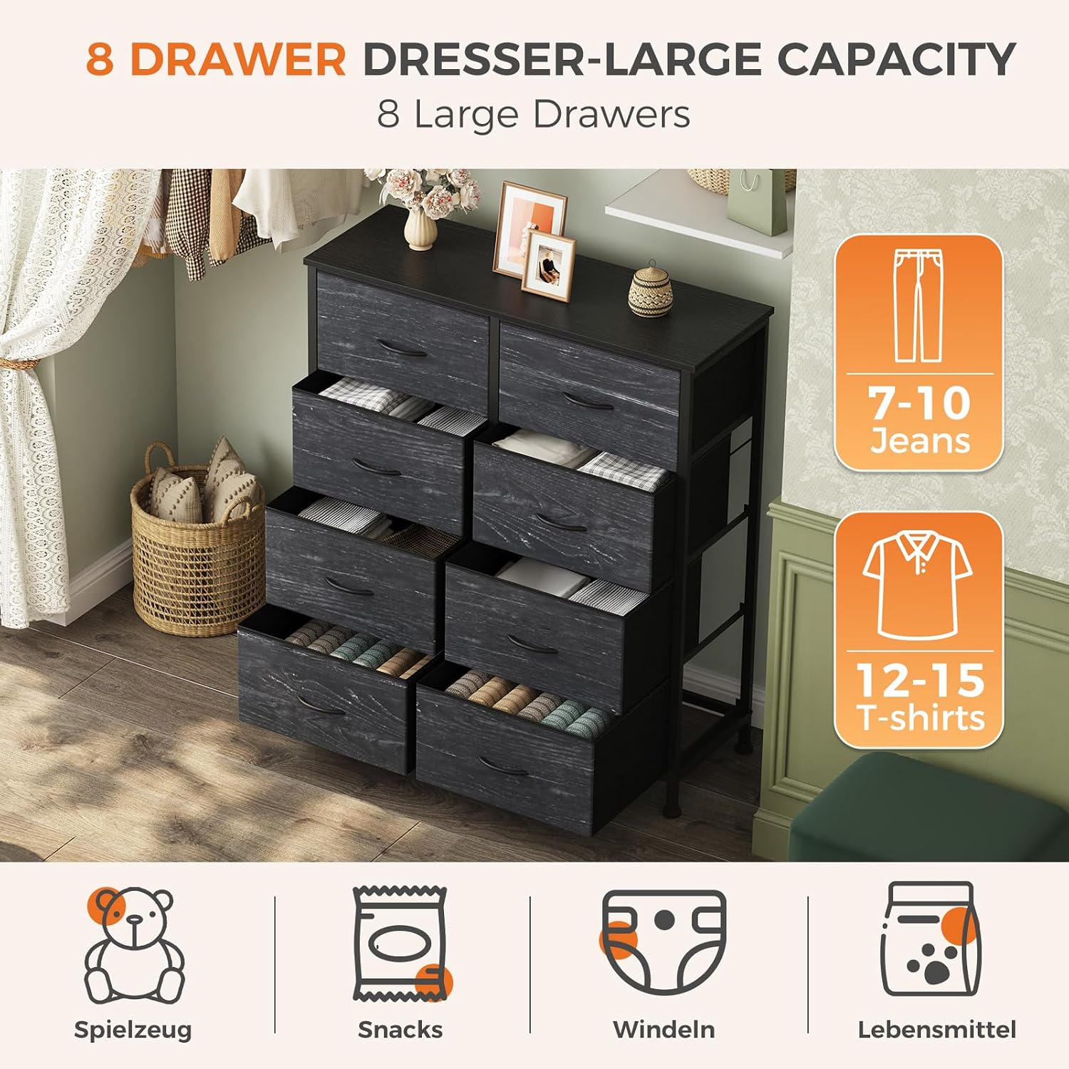 Detalle 2 de Sweetcrispy 8-Drawer Fabric Dresser
