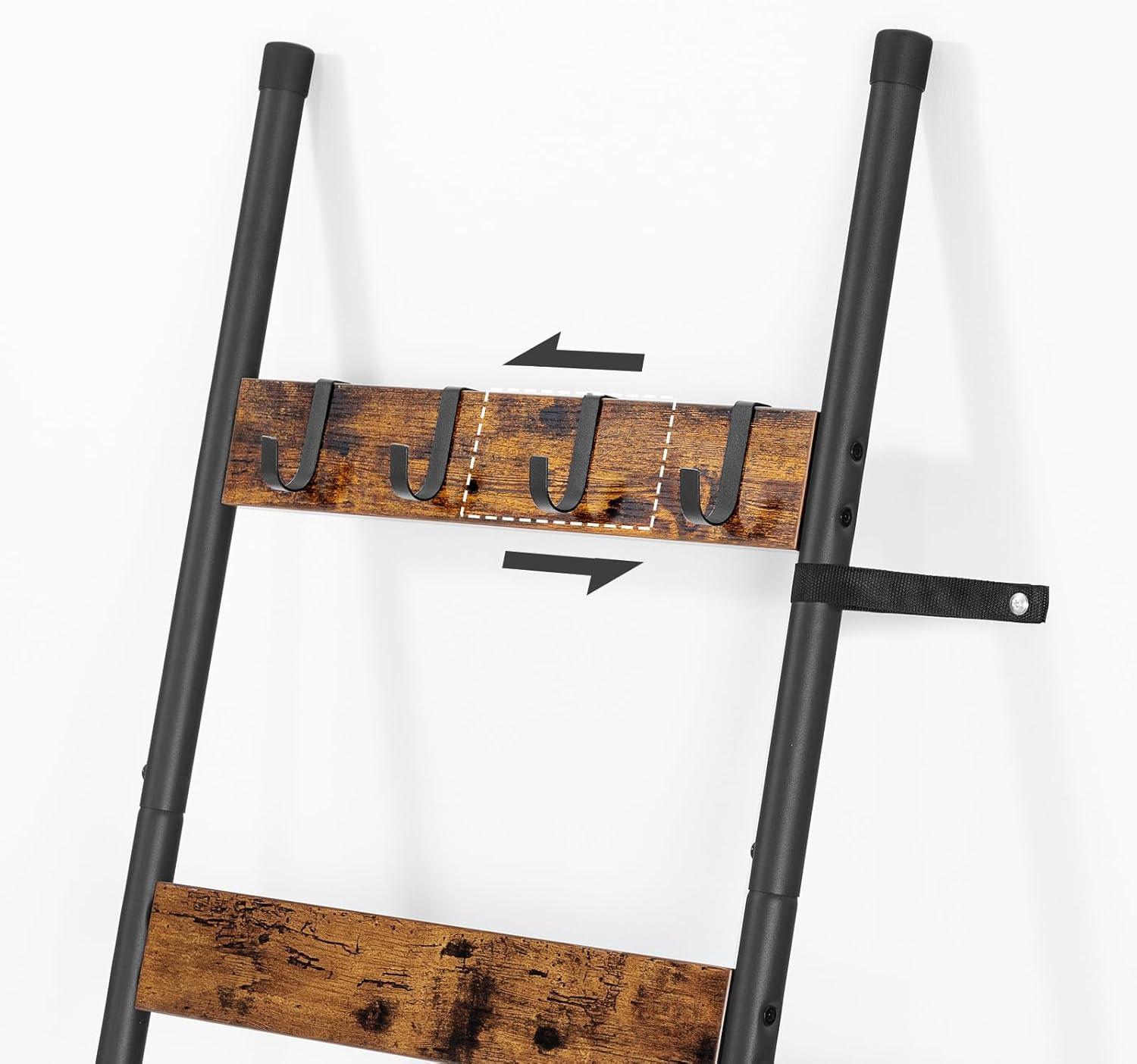 Detalle de HOOBRO Scaffale Portasciugamani Autoportante a 5 Livelli con 4 Ganci – Marrone Vintage e Nero